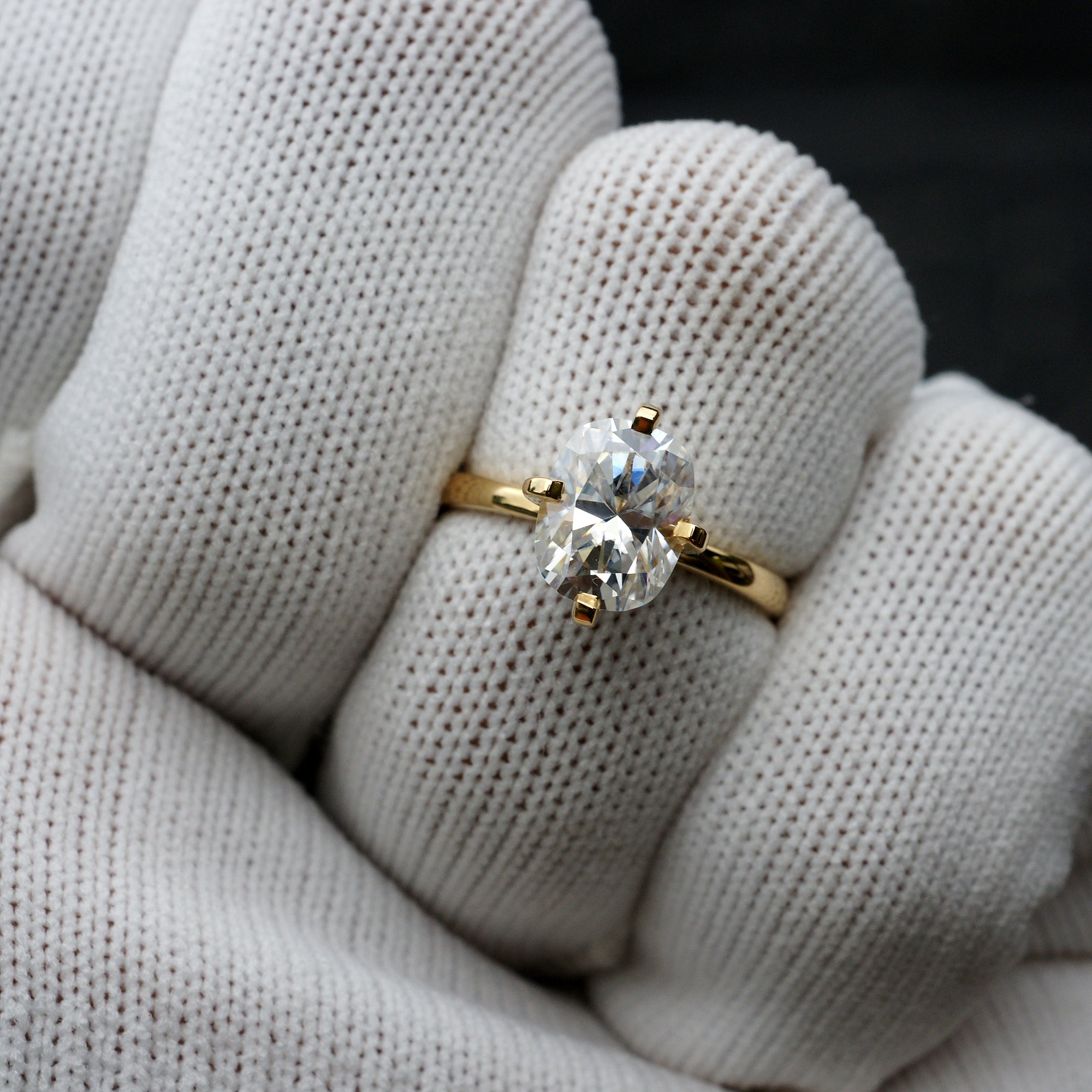 The Adeline Cushion Moissanite 9x7mm 18k Yellow Gold