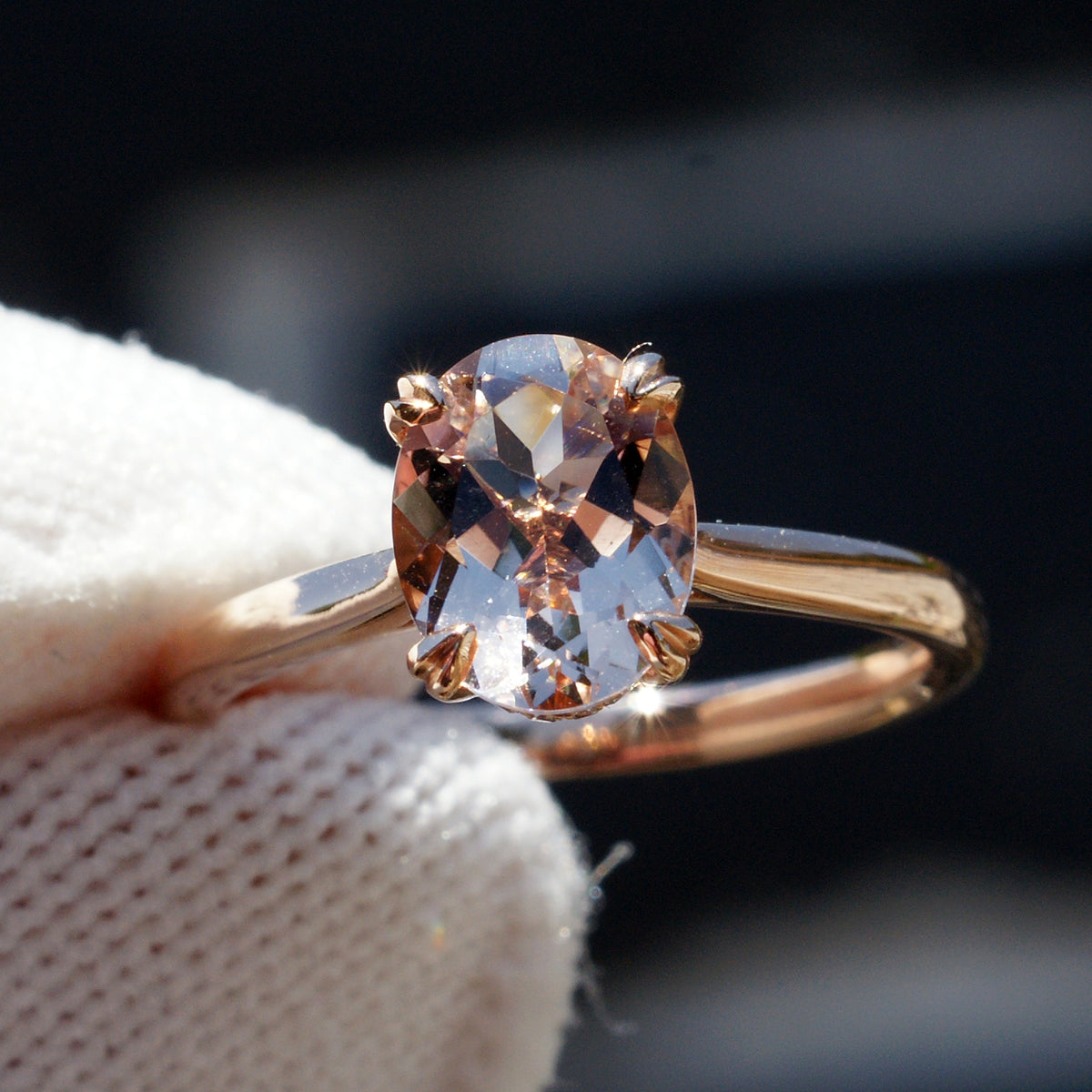 Morganite Gold Rings The Emily Oval Morganite Ring 9x7mm 18k Yellow Gold Size 7