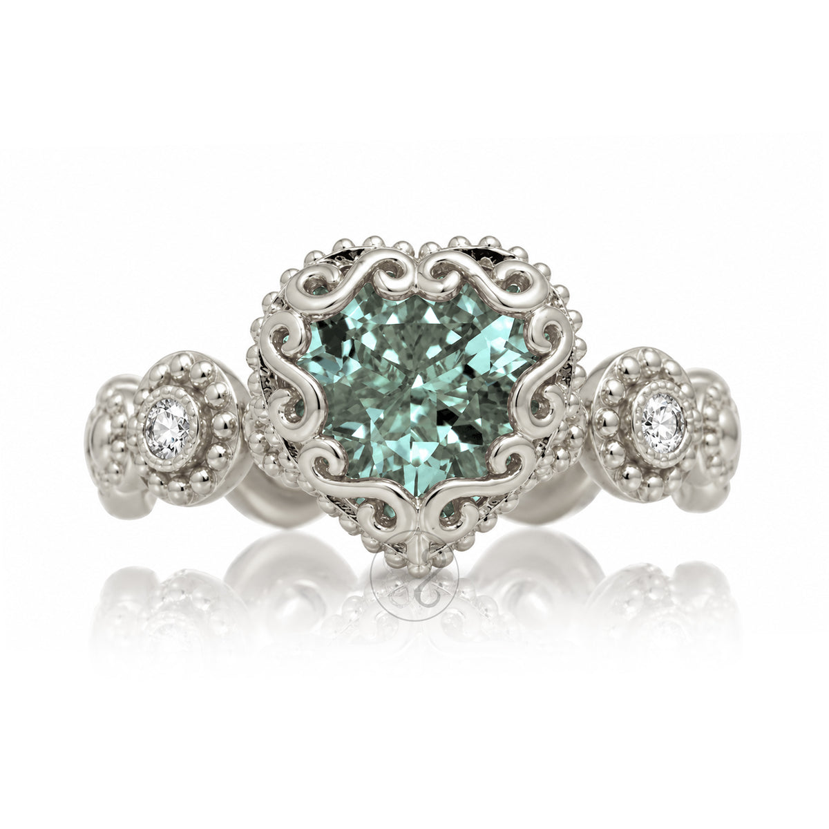 The Nilda Heart Green Sapphire Ring