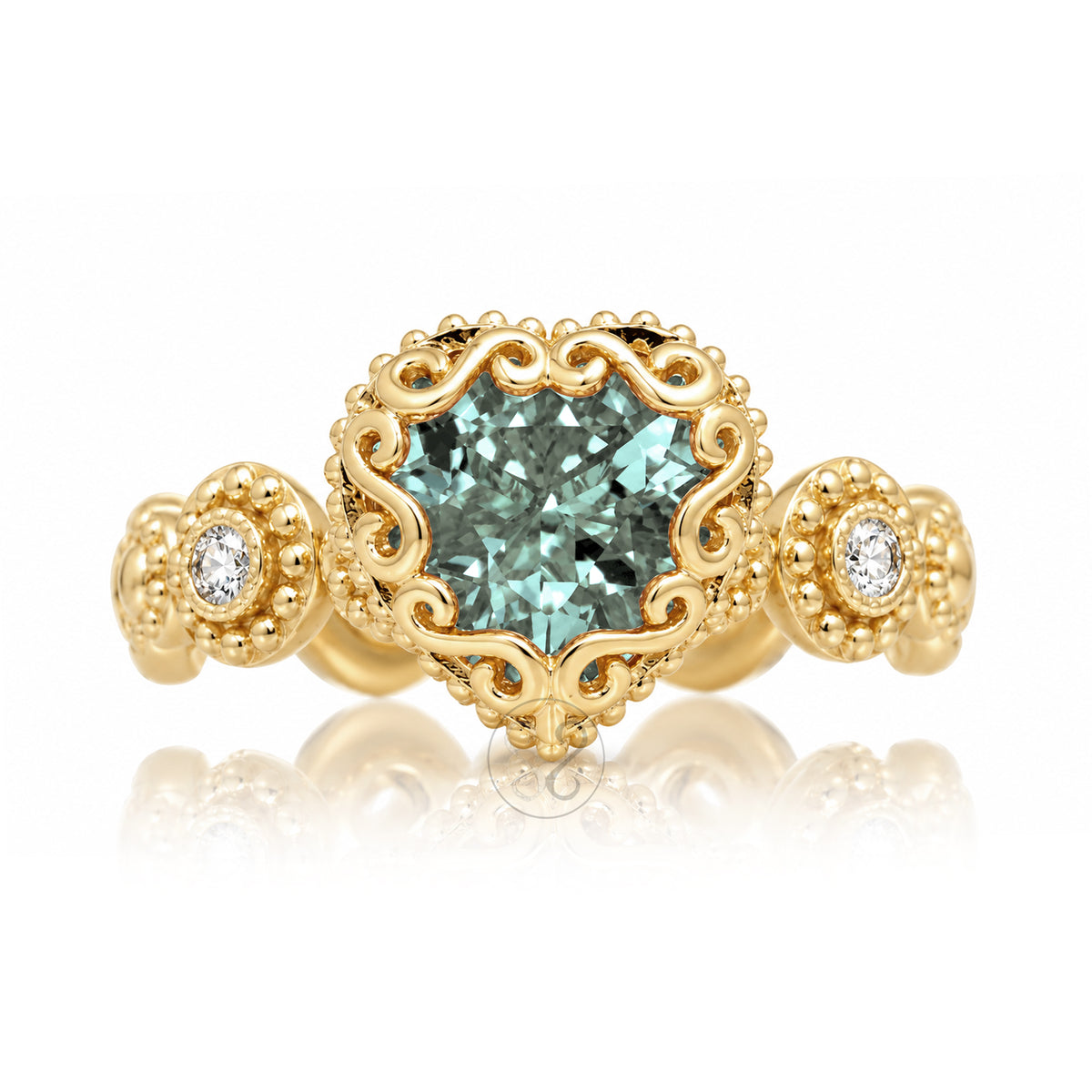 The Nilda Heart Green Sapphire Ring