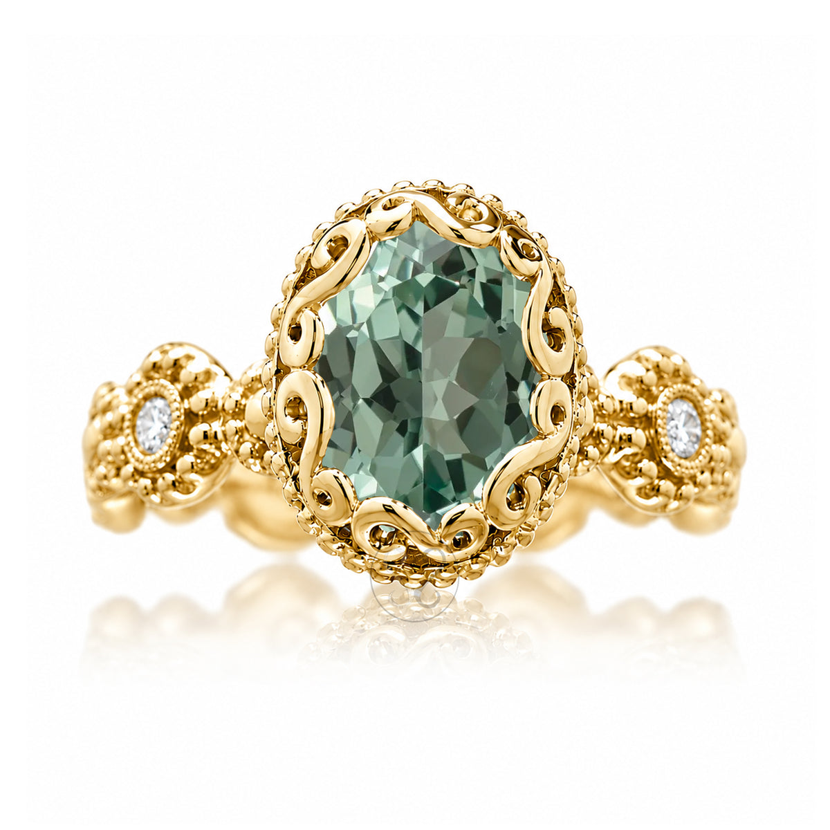 The Nilda Oval Green Sapphire Ring