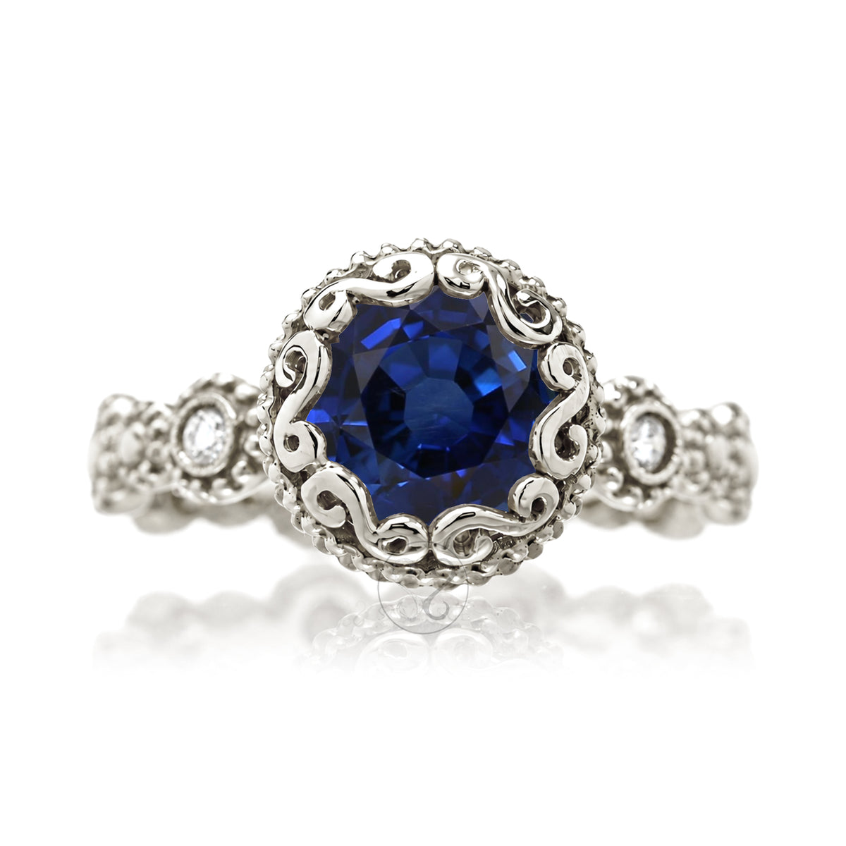 The Nilda Round Blue Sapphire Ring