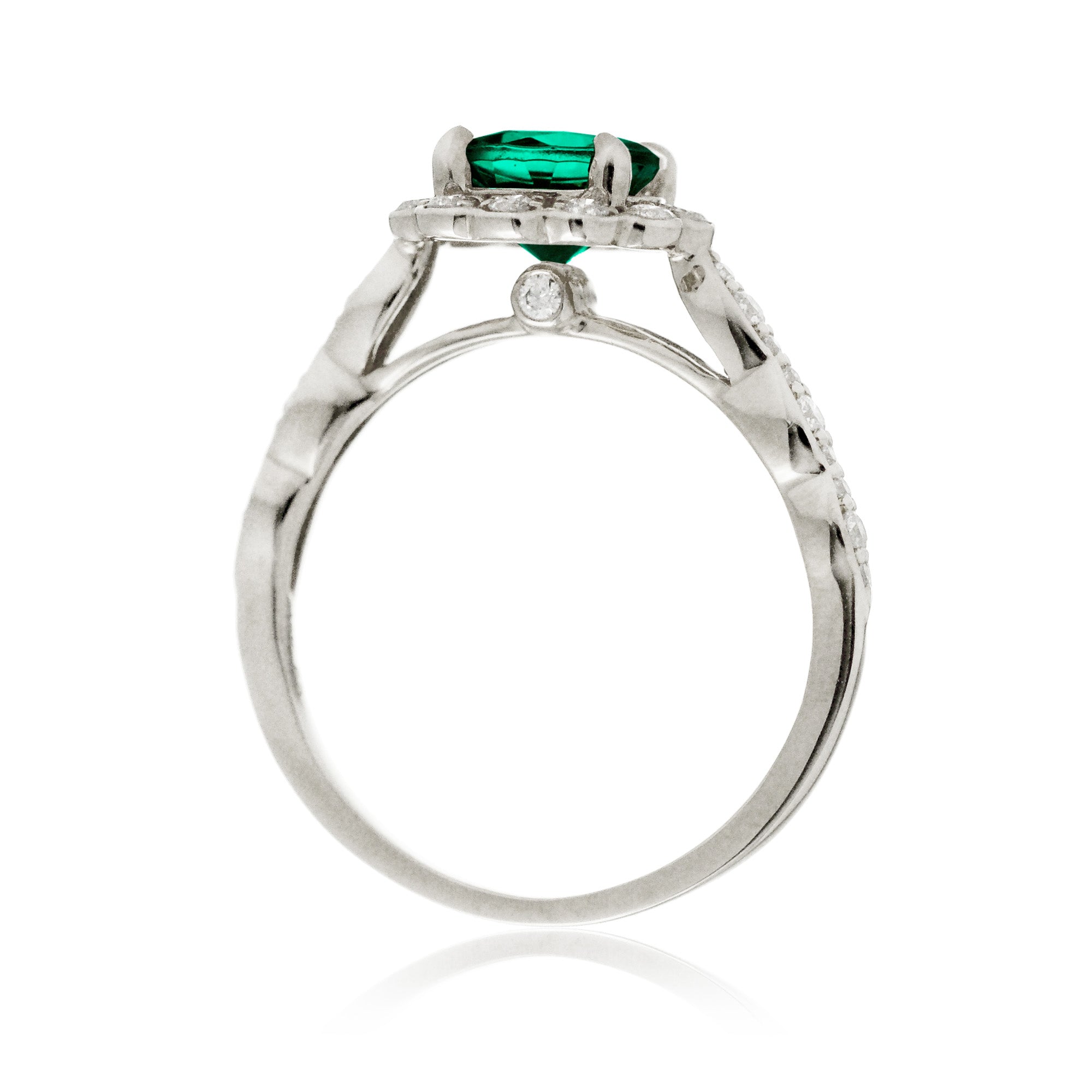 The Scallop Oval Lab Grown Emerald Ring