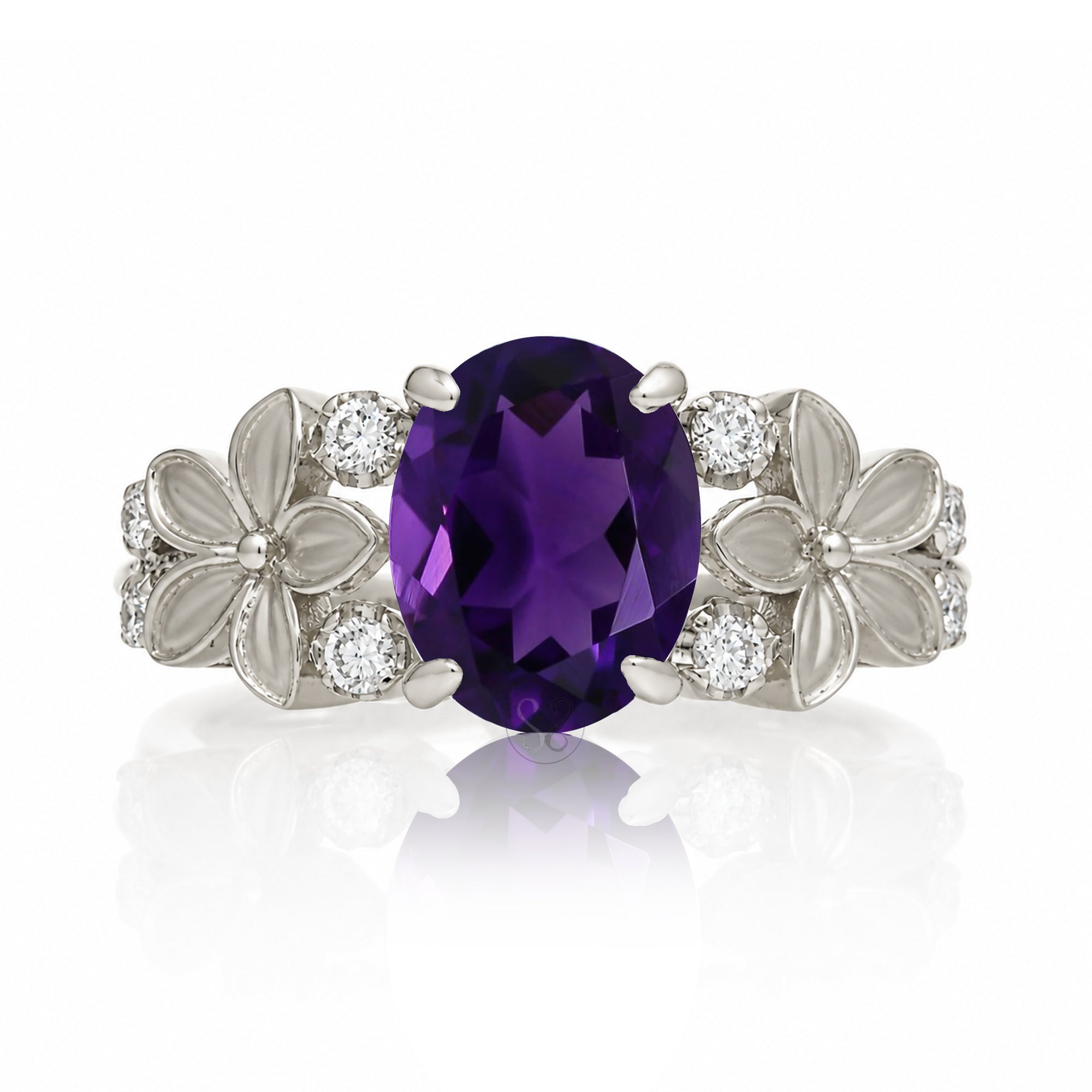 The Island Plumeria Oval Amethyst Ring