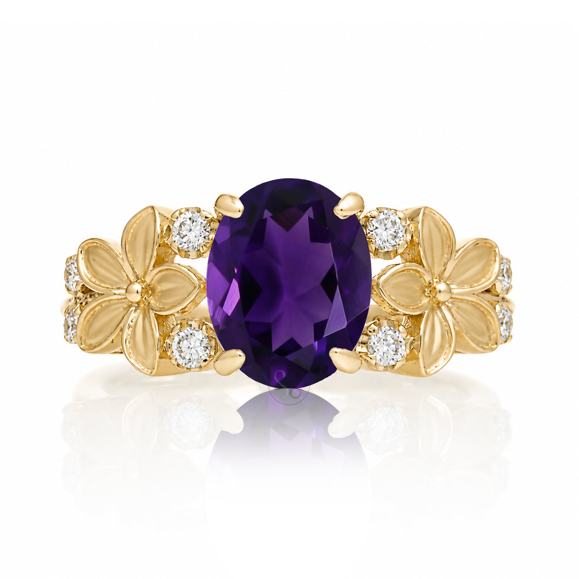 The Island Plumeria Oval Amethyst Ring