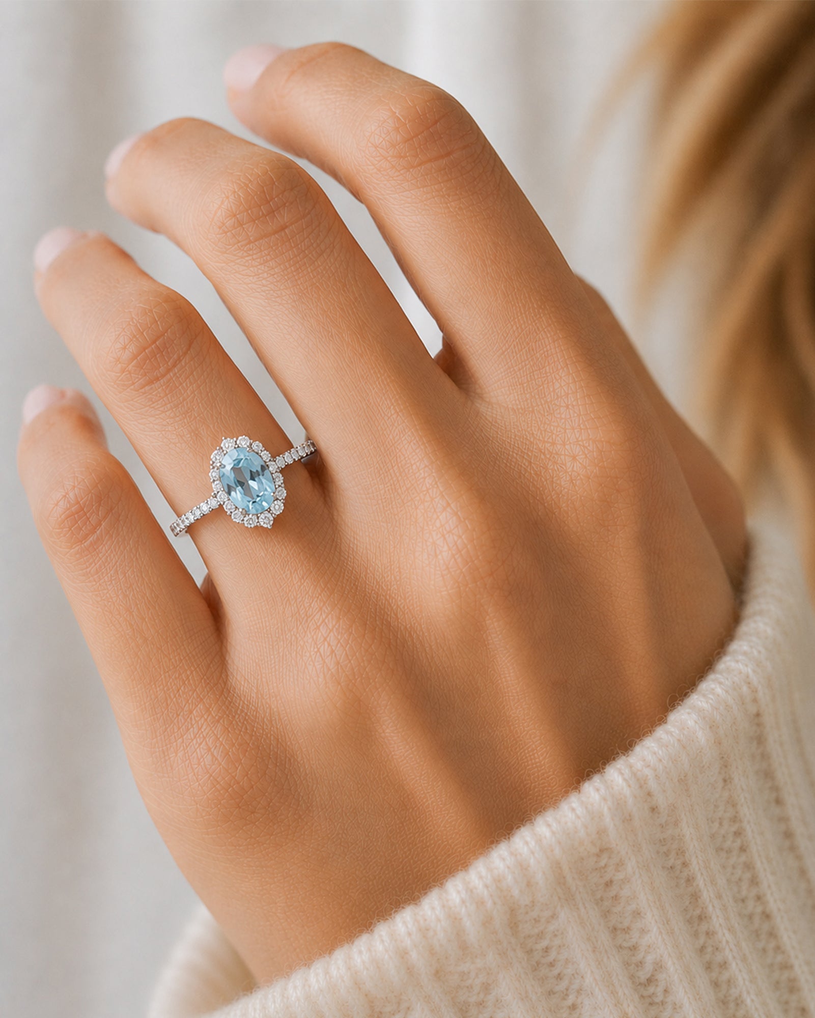 The Haley Oval Cut Aquamarine Ring