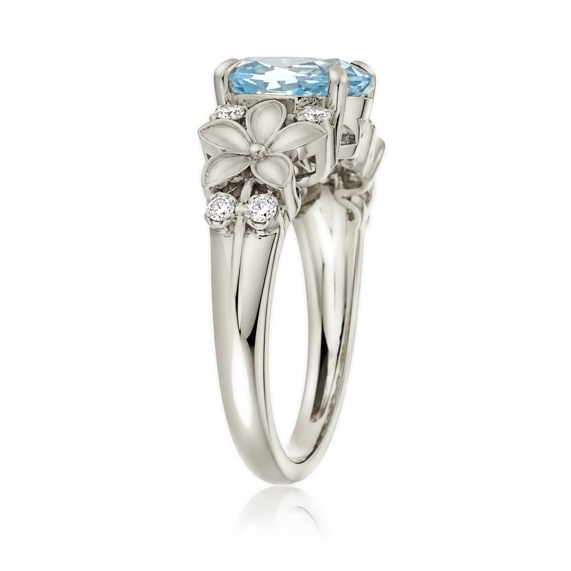 The Island Plumeria Oval Aquamarine Ring