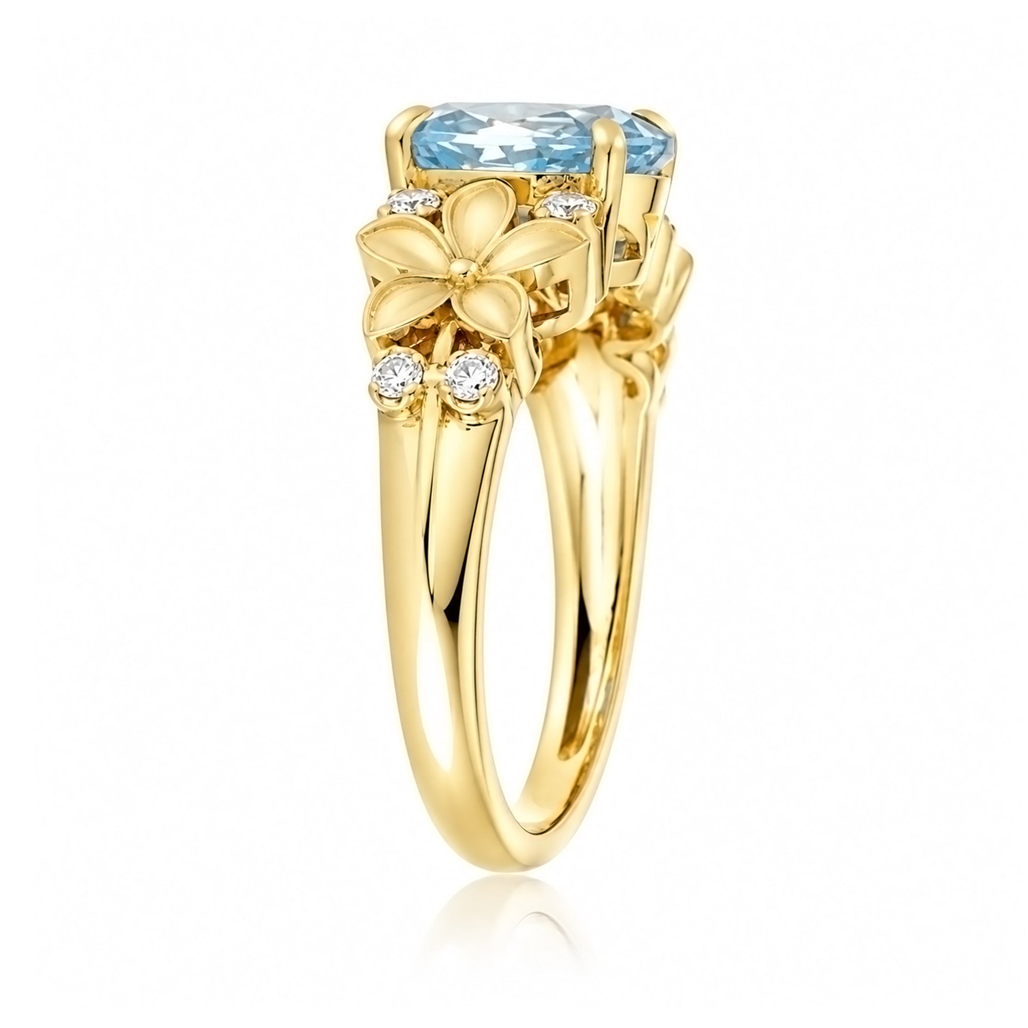The Island Plumeria Oval Aquamarine Ring