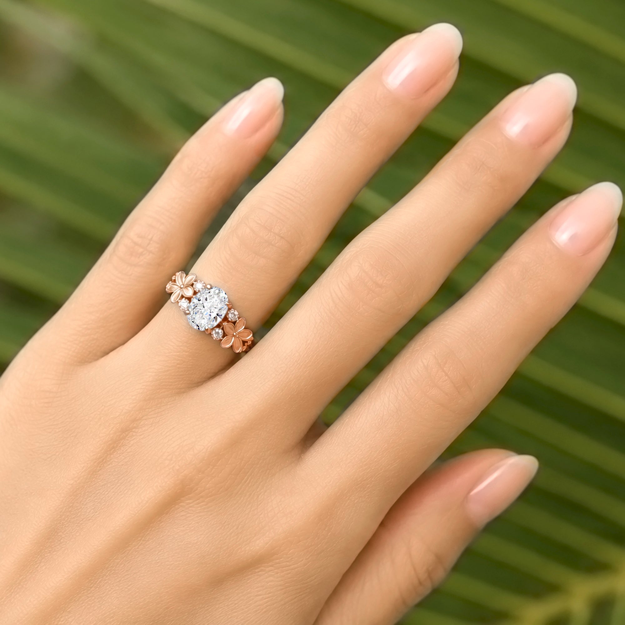 The Island Plumeria Oval Cut Diamond Ring