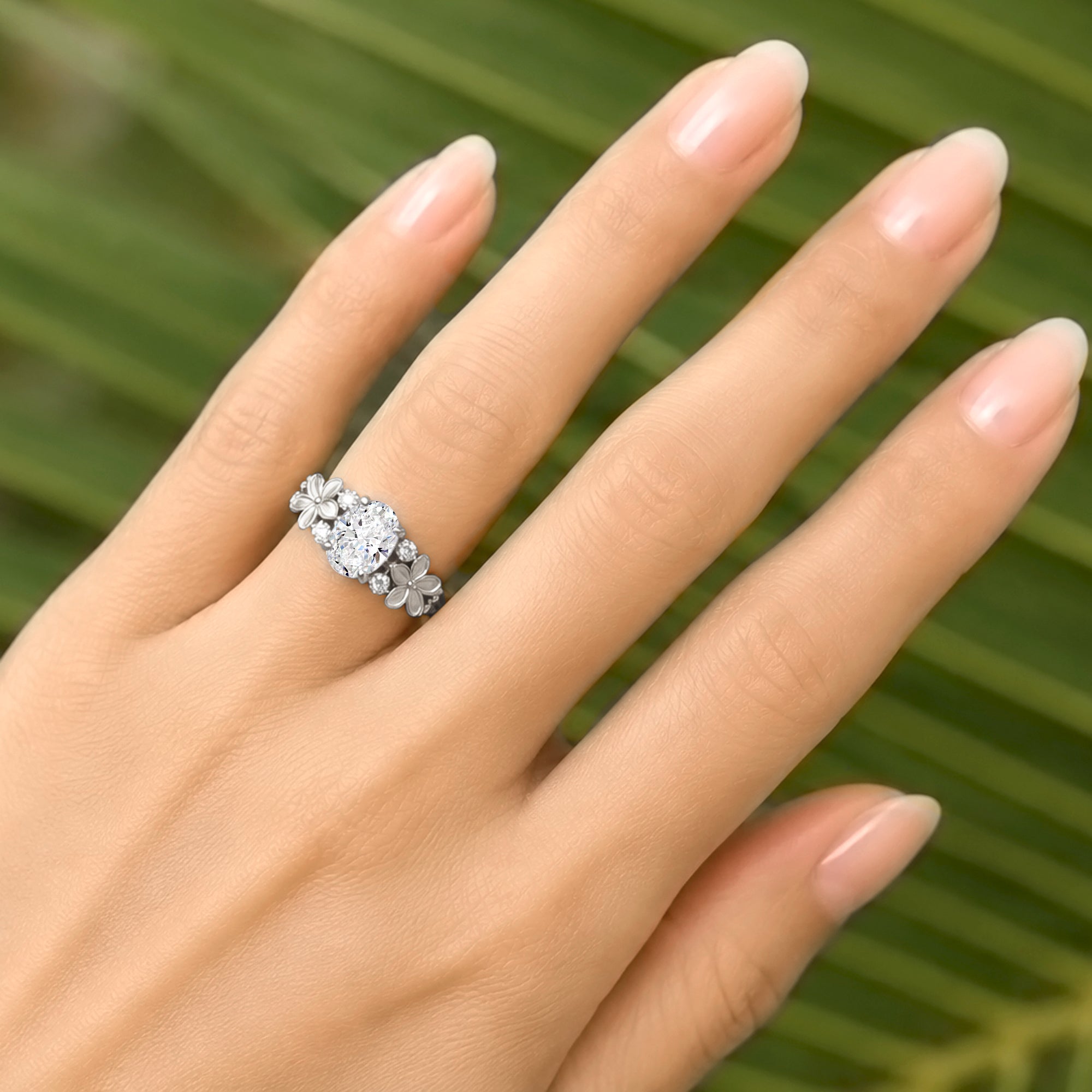 The Island Plumeria Oval Cut Diamond Ring