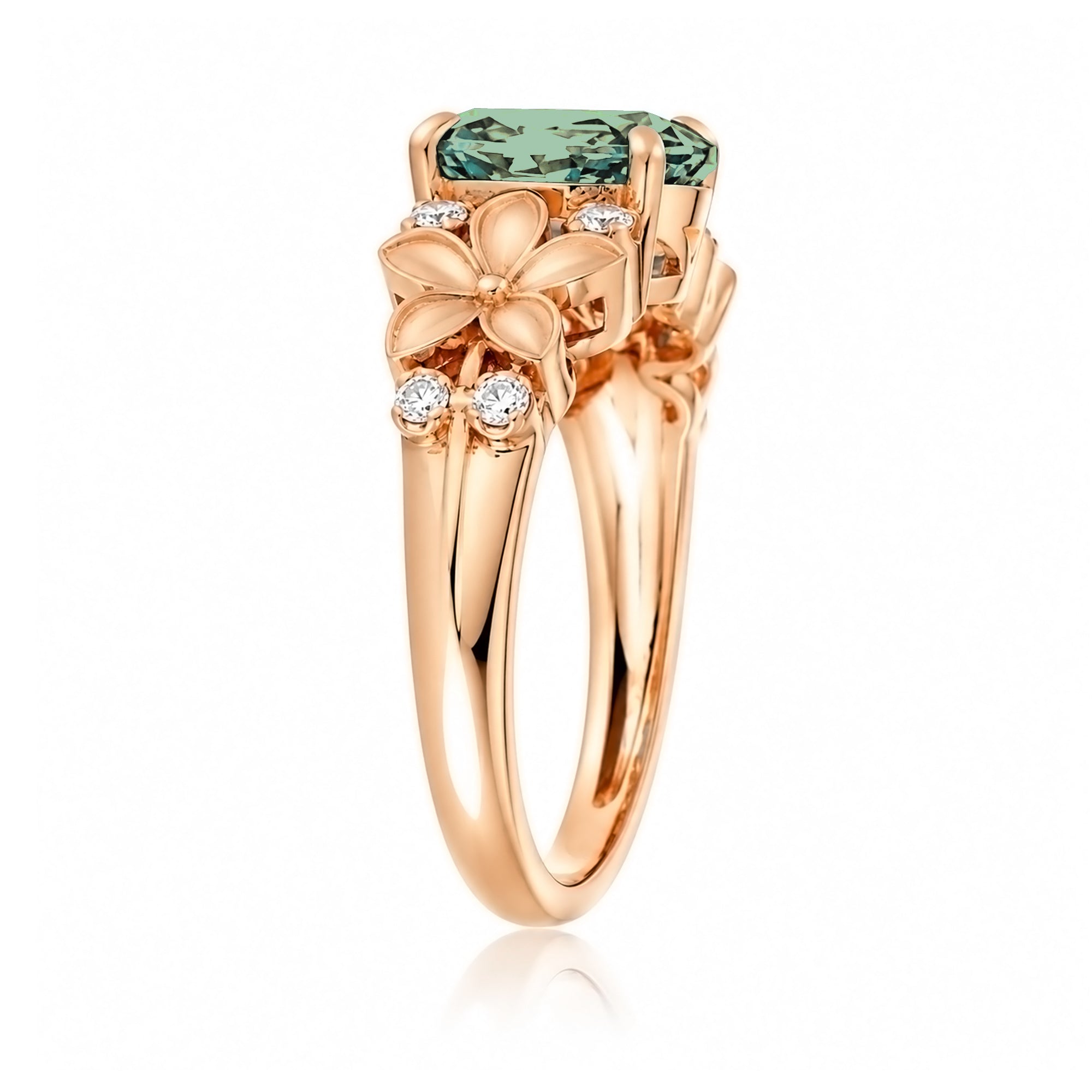 The Island Plumeria Oval Green Sapphire Ring