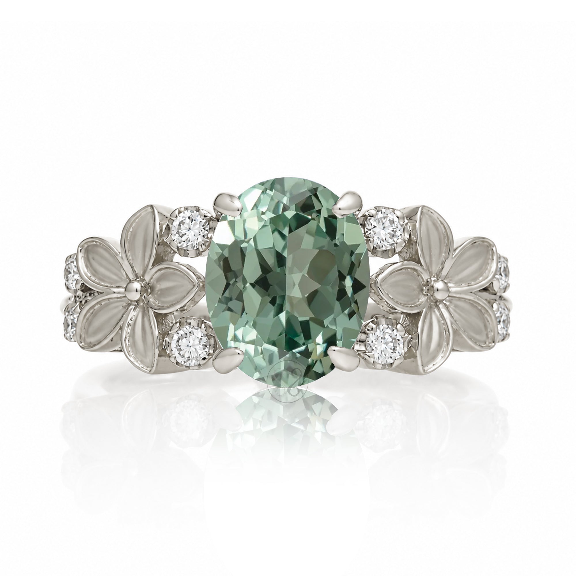 The Island Plumeria Oval Green Sapphire Ring