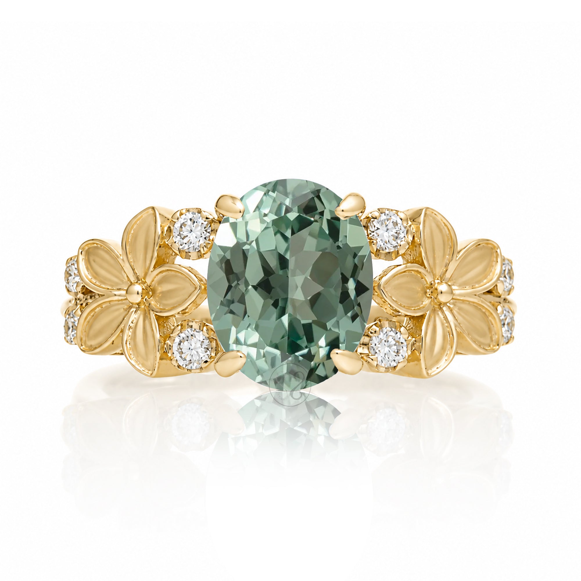 The Island Plumeria Oval Green Sapphire Ring