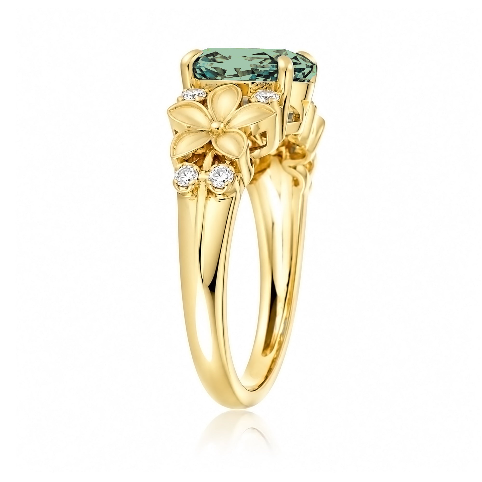 The Island Plumeria Oval Green Sapphire Ring