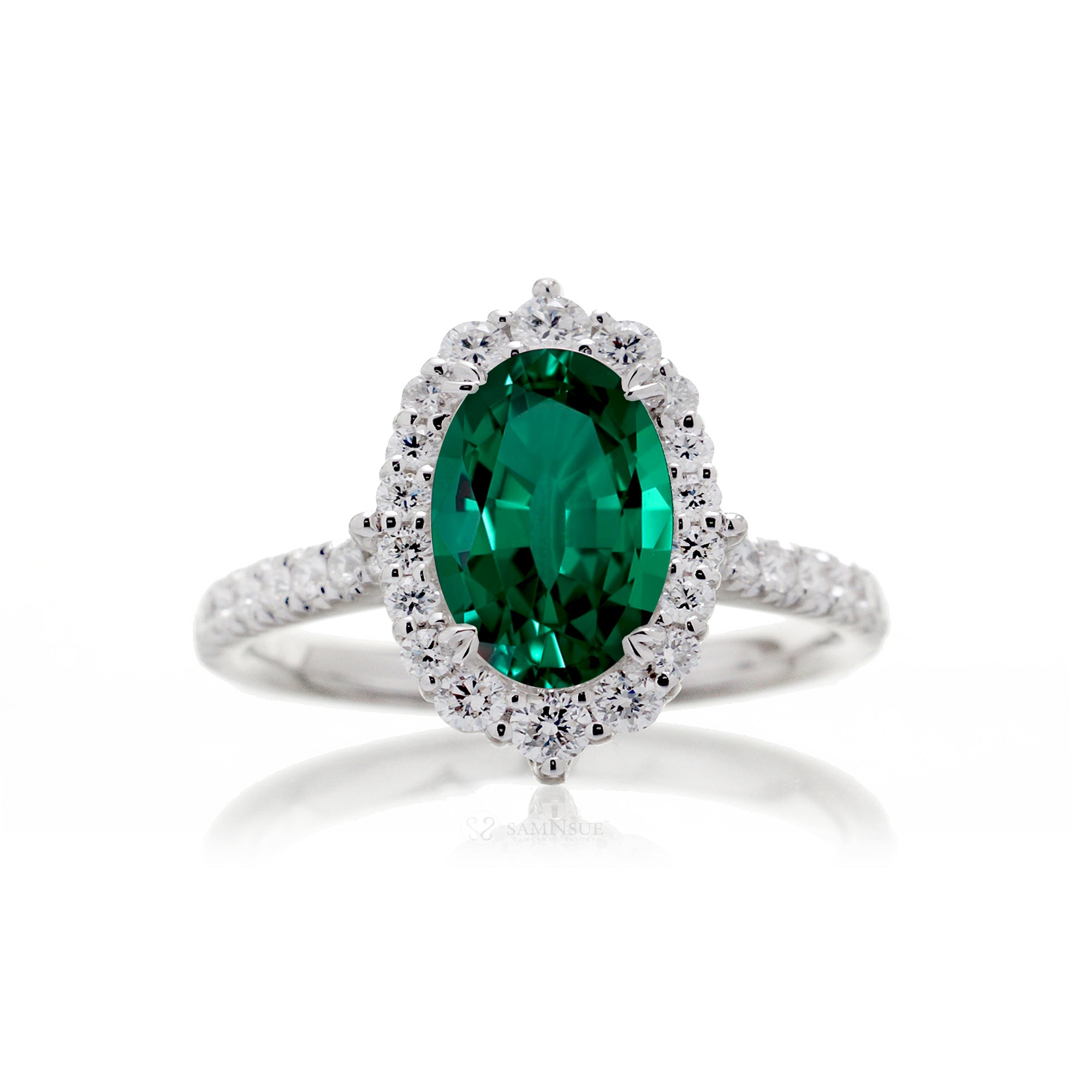 The Haley Oval Lab-Grown Green Emerald Ring