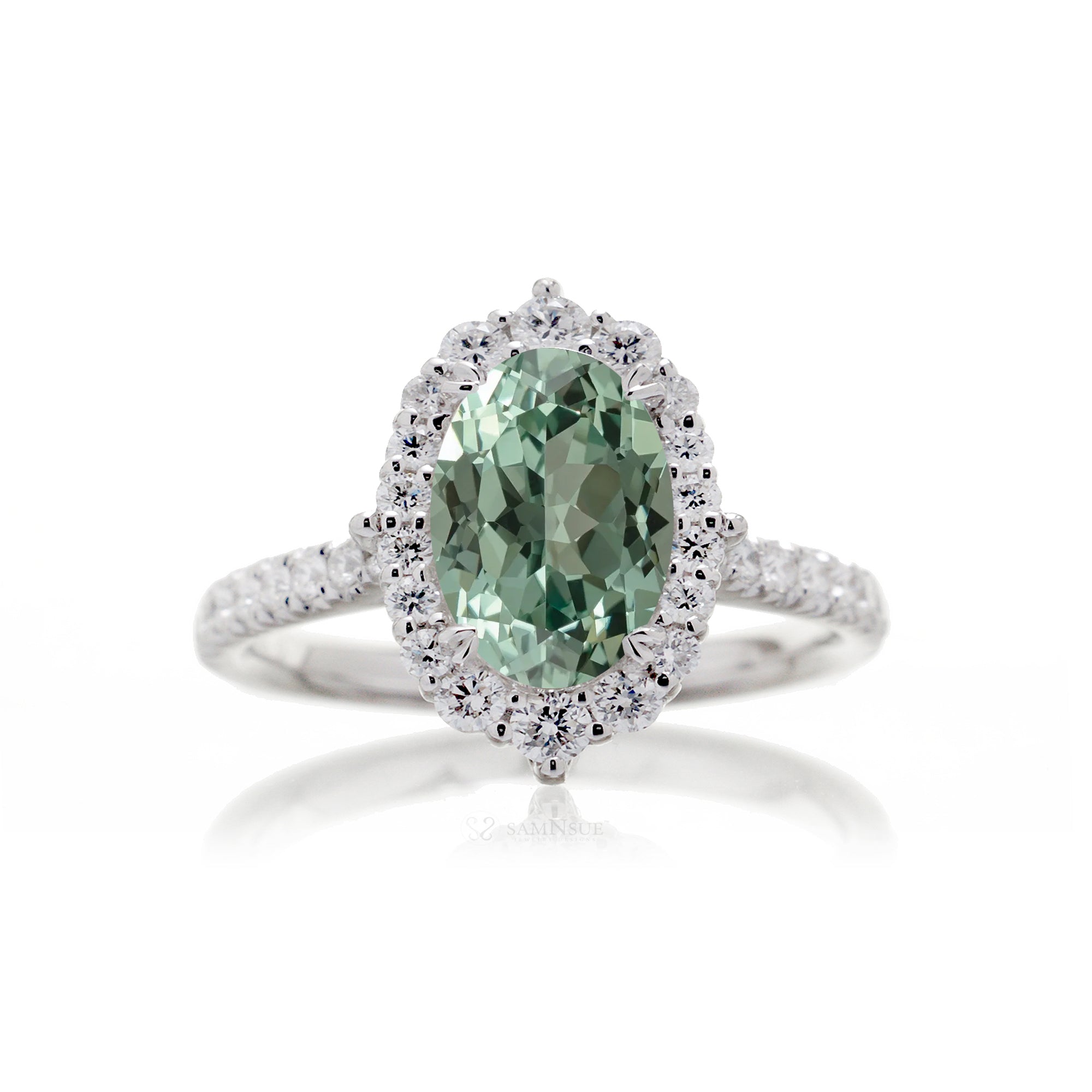 The Haley Oval Cut Green Sapphire Ring