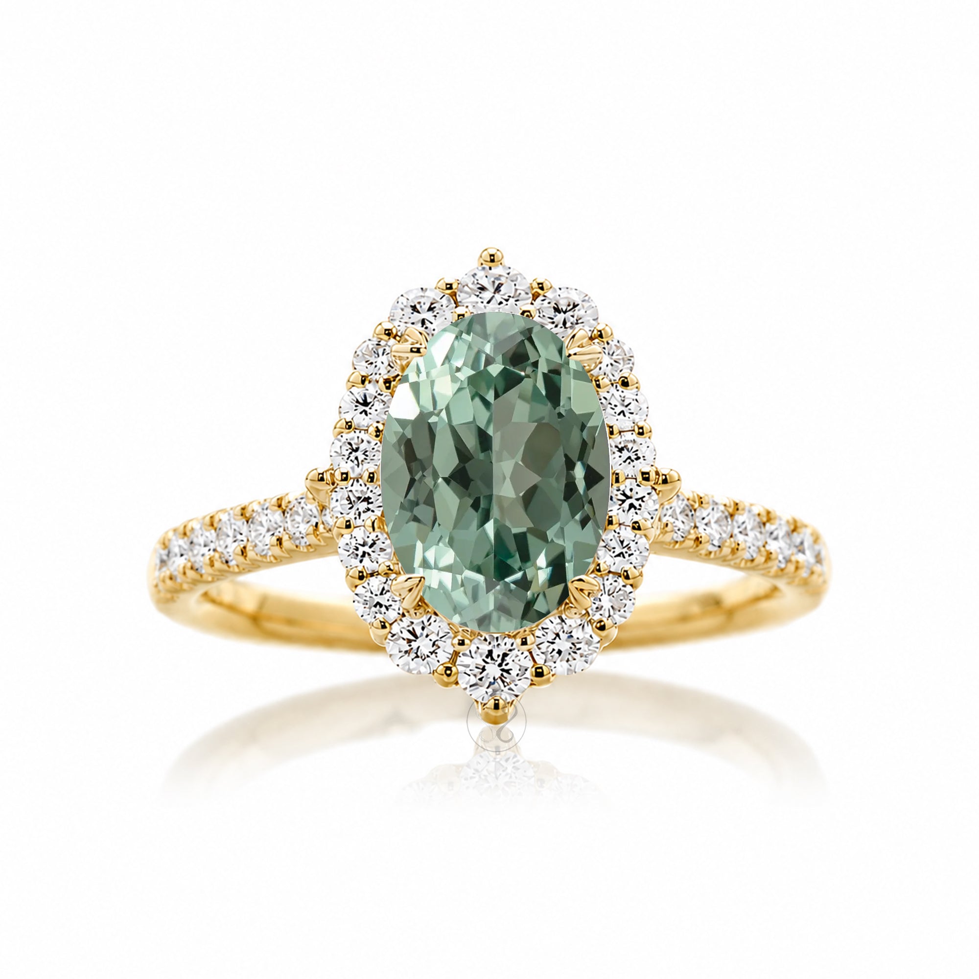The Haley Oval Cut Green Sapphire Ring