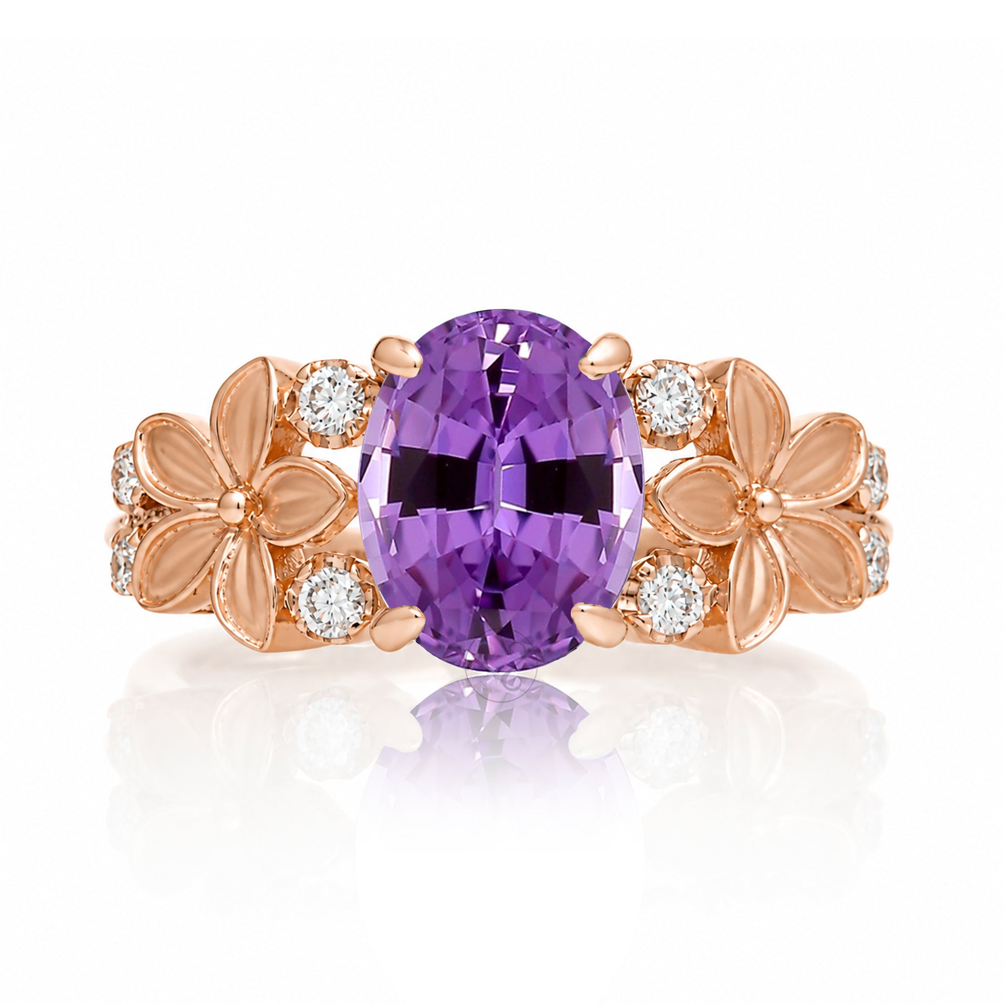 The Island Plumeria Oval Amethyst Ring