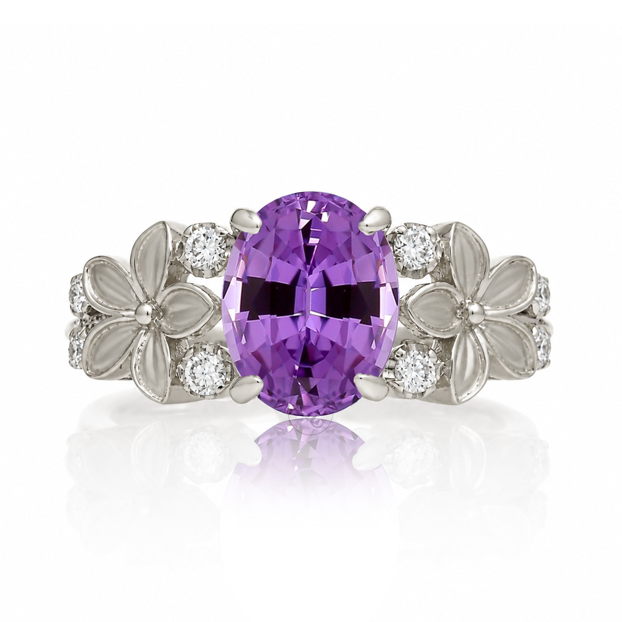 The Island Plumeria Oval Amethyst Ring
