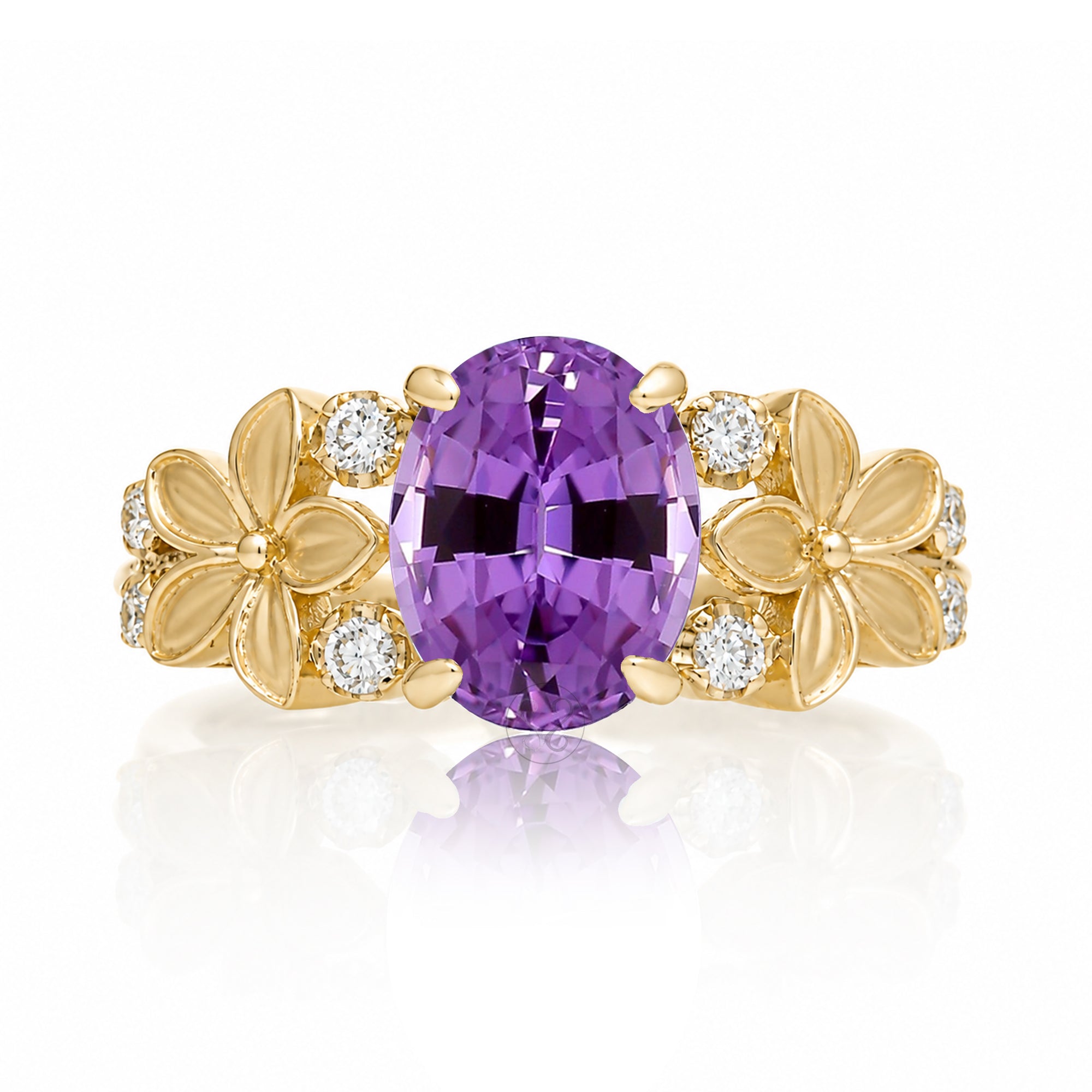 The Island Plumeria Oval Amethyst Ring