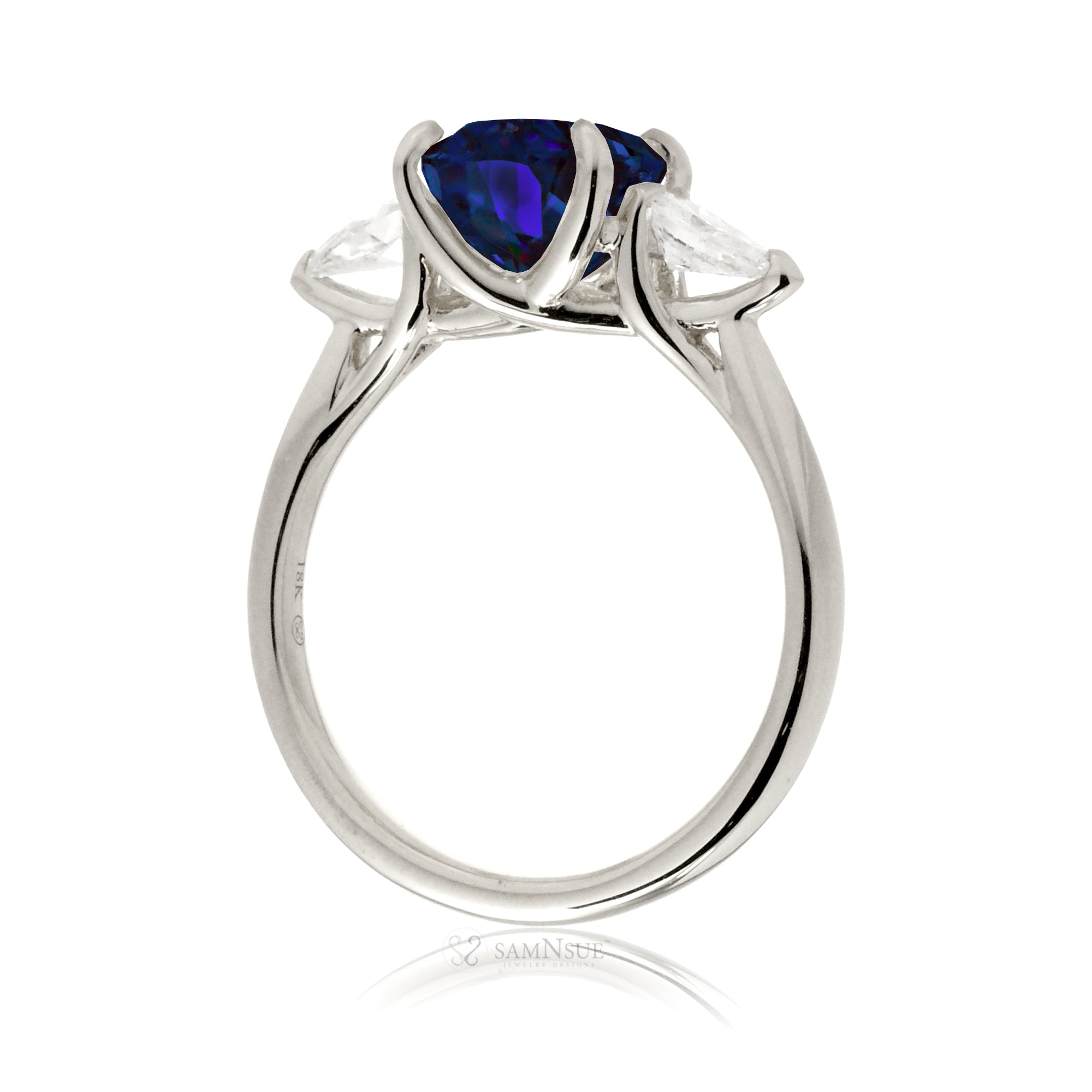 Oval sapphire pear diamond ring white gold