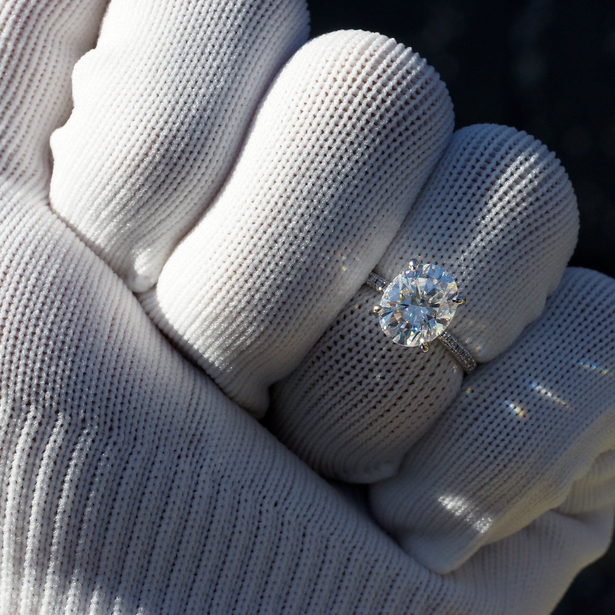 Oval Moissanite Ring 10x8mm Platinum -The Ava (1.5mm Band)