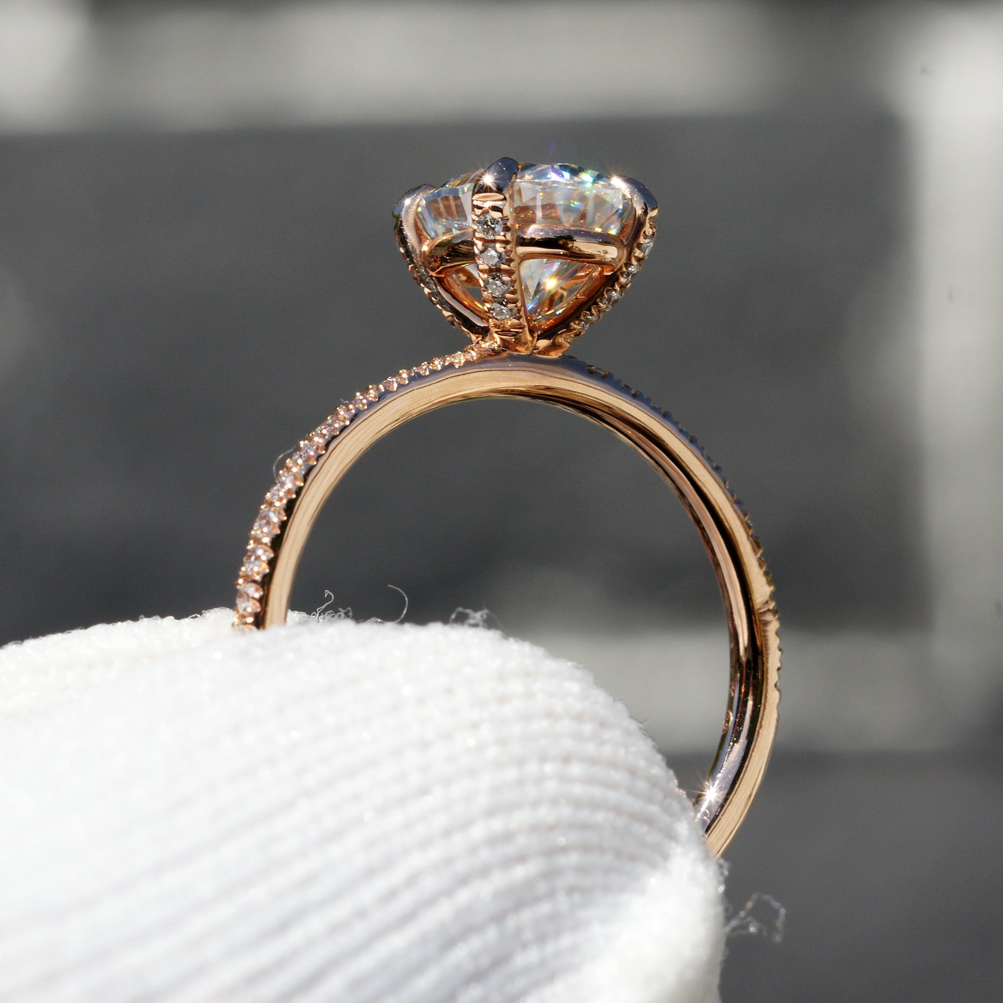 Oval Moissanite Ring 8x6mm 14k Rose Gold -The Ava (1.5mm Band)