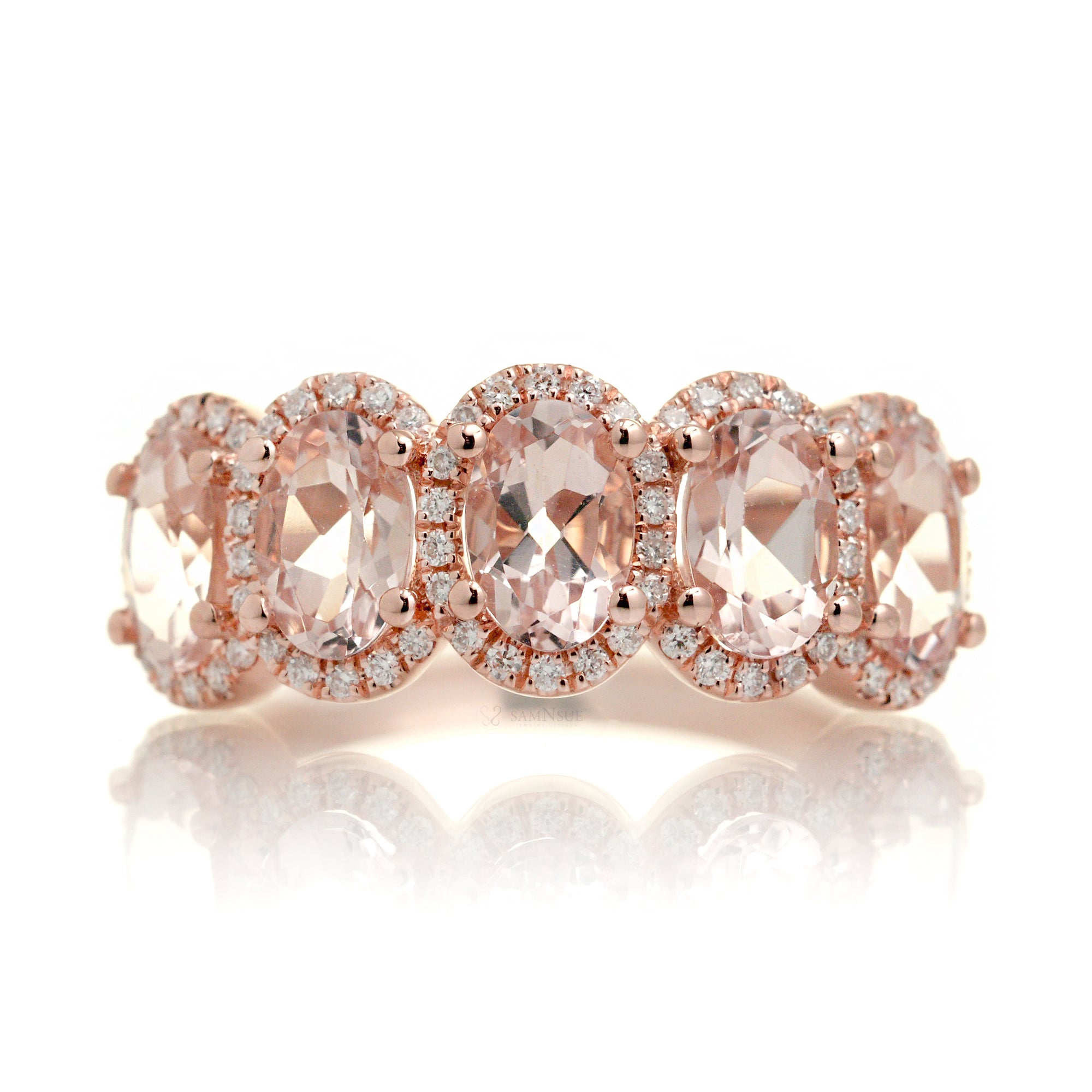 The Olivia Oval Morganite Wedding Anniversary Band