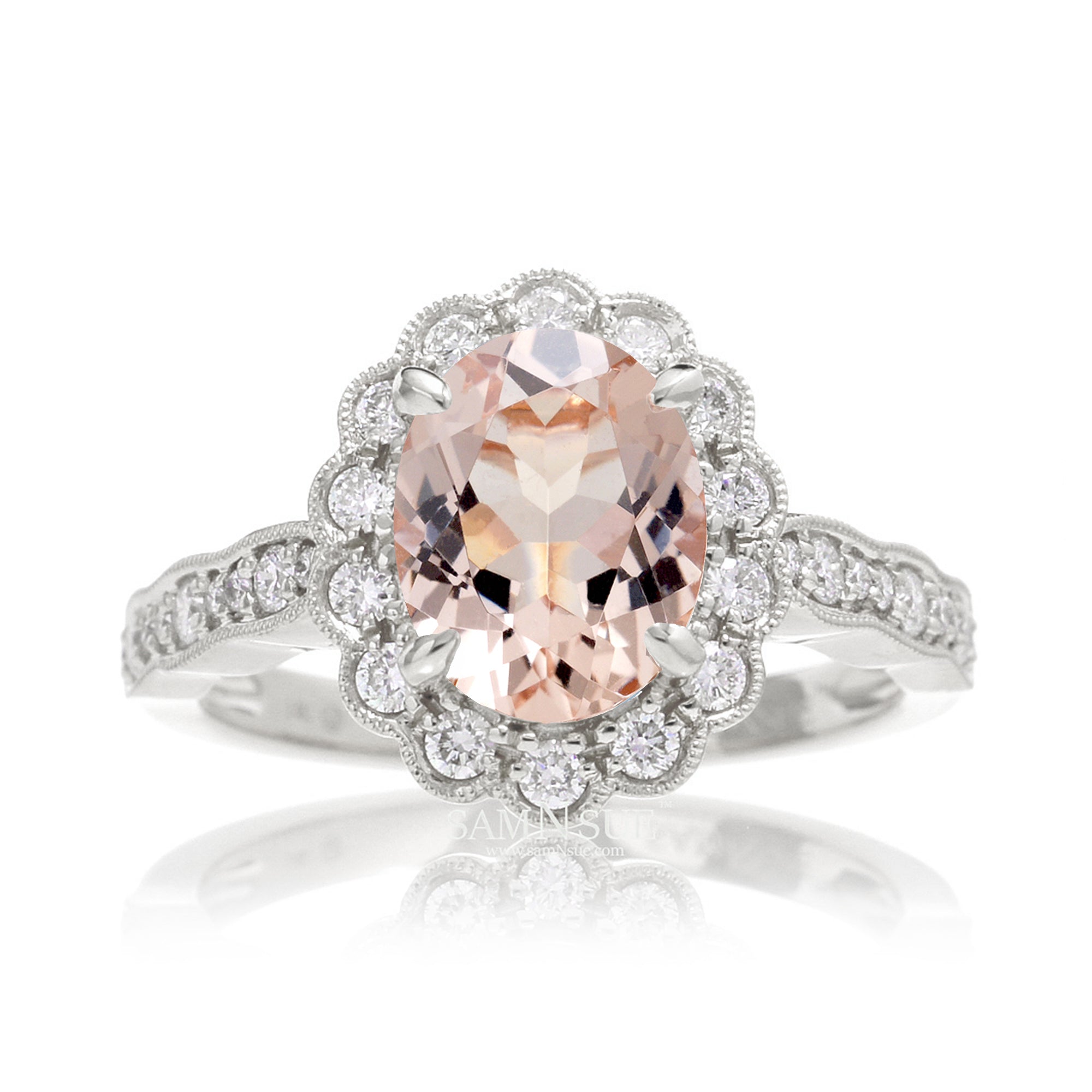 The Scallop Oval Morganite Ring