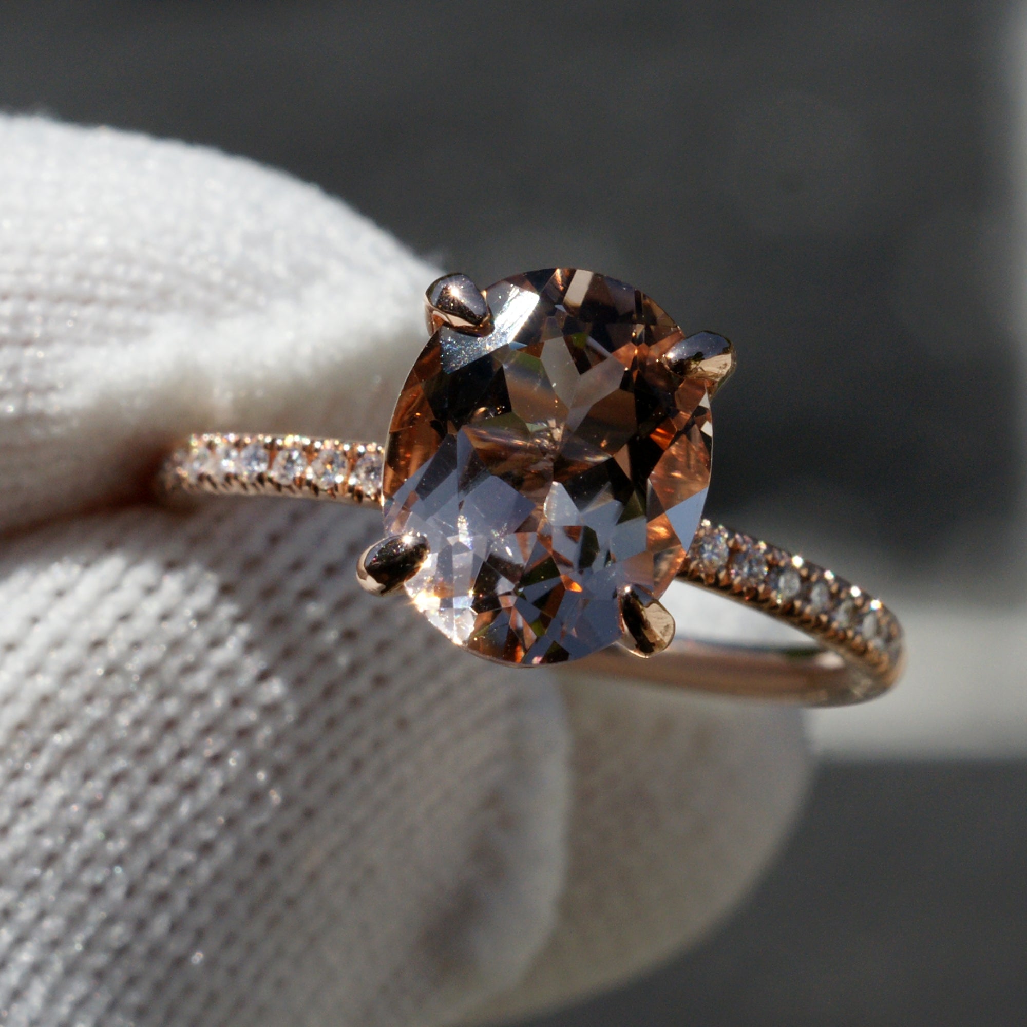 The Ava Oval Morganite Ring 10x8mm 14k Rose Gold (1.5mm band)