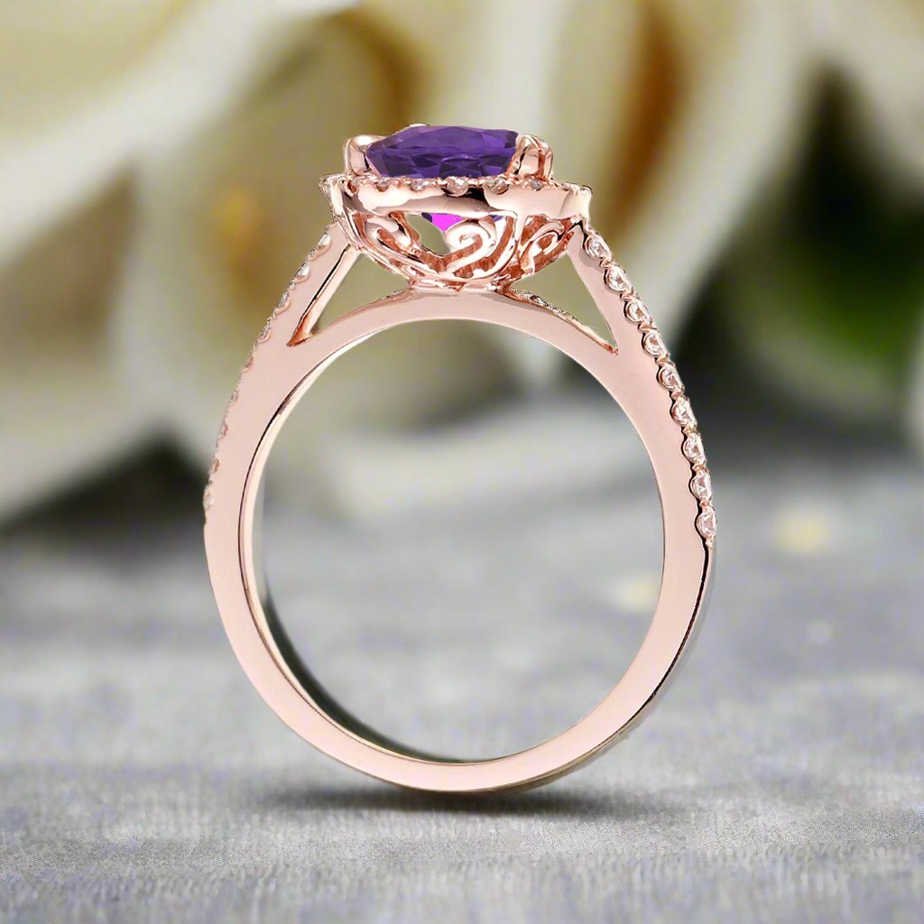 The Signature Pear Cut Purple Sapphire Ring (Amethyst)