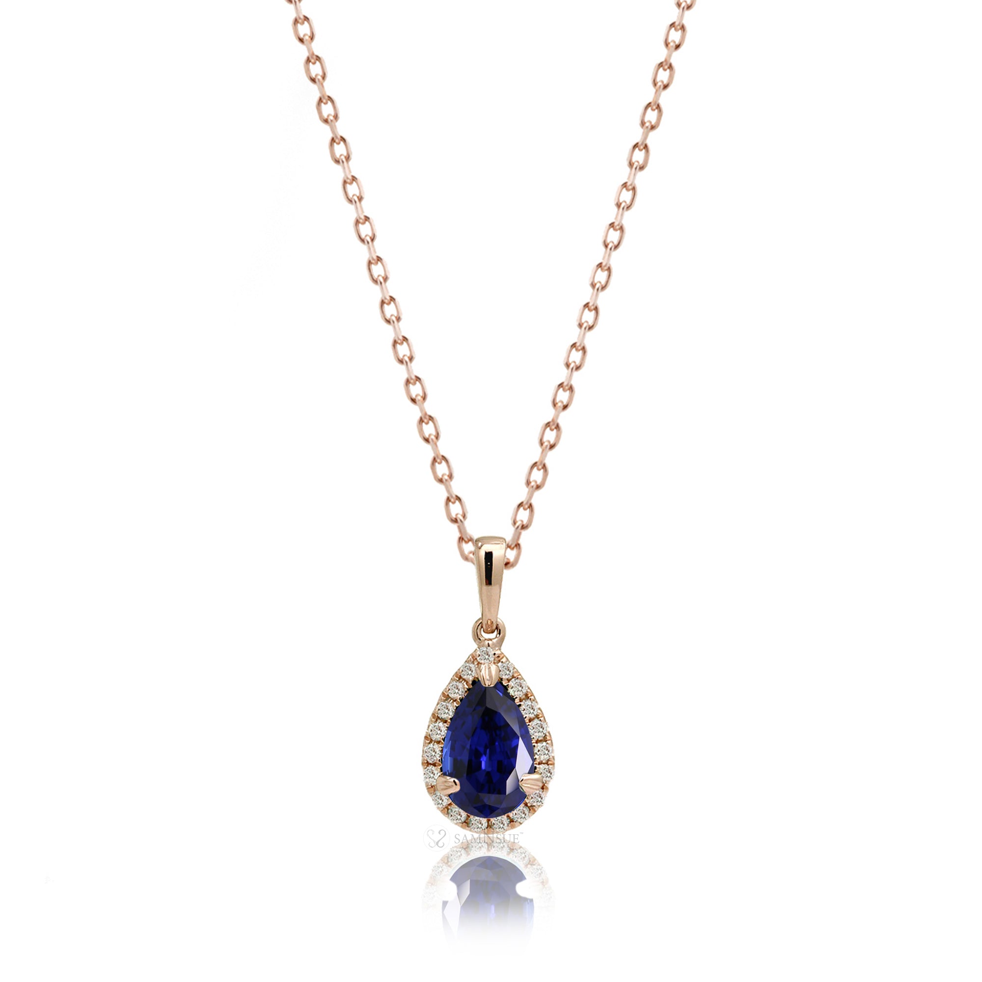 The Signature Pear Blue Sapphire Pendant (Lab-Grown)