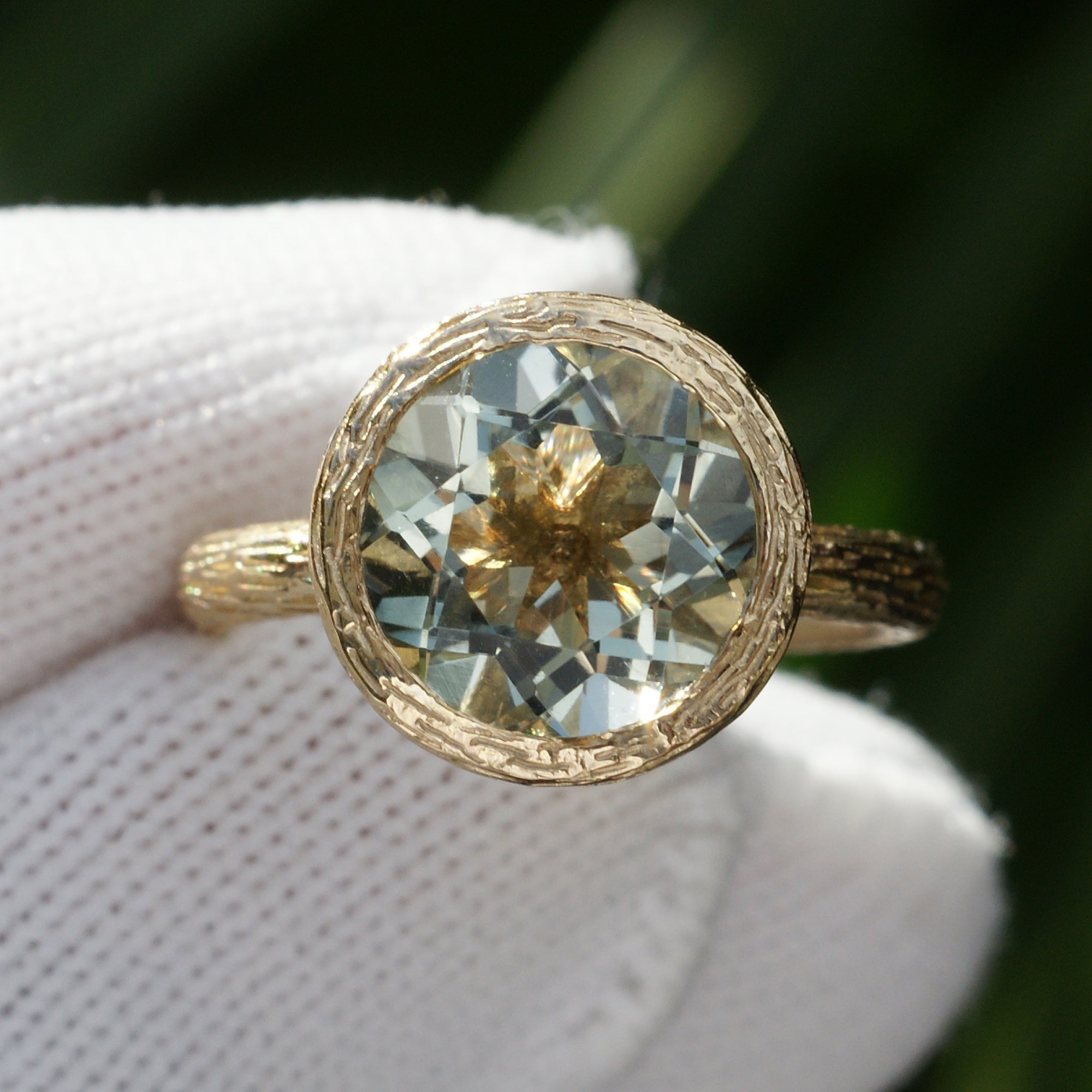 The Twig Round Prasiolite Ring (10mm)