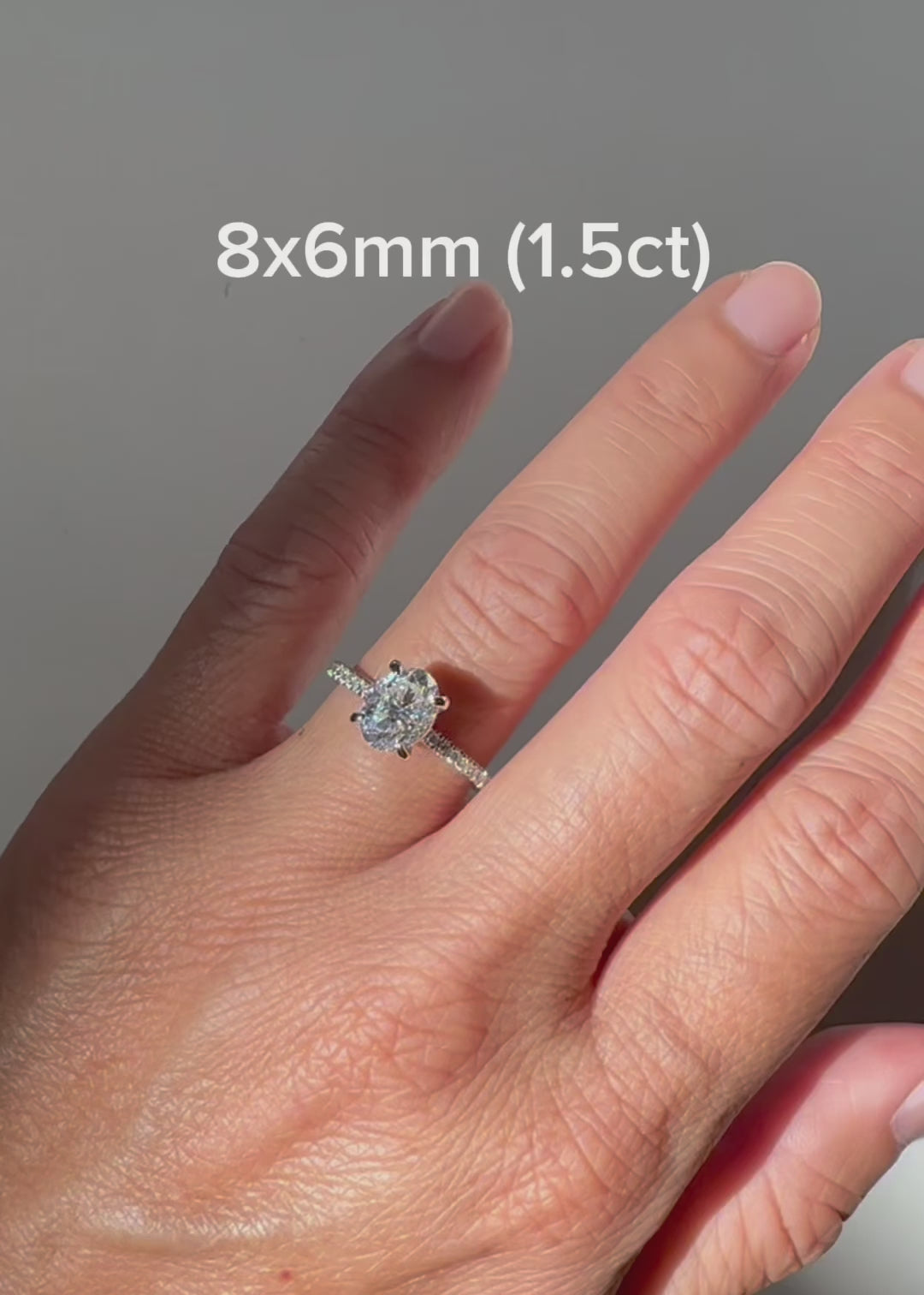 Oval moissanite 1.5ct diamond band engagement ring white gold - The Ava
