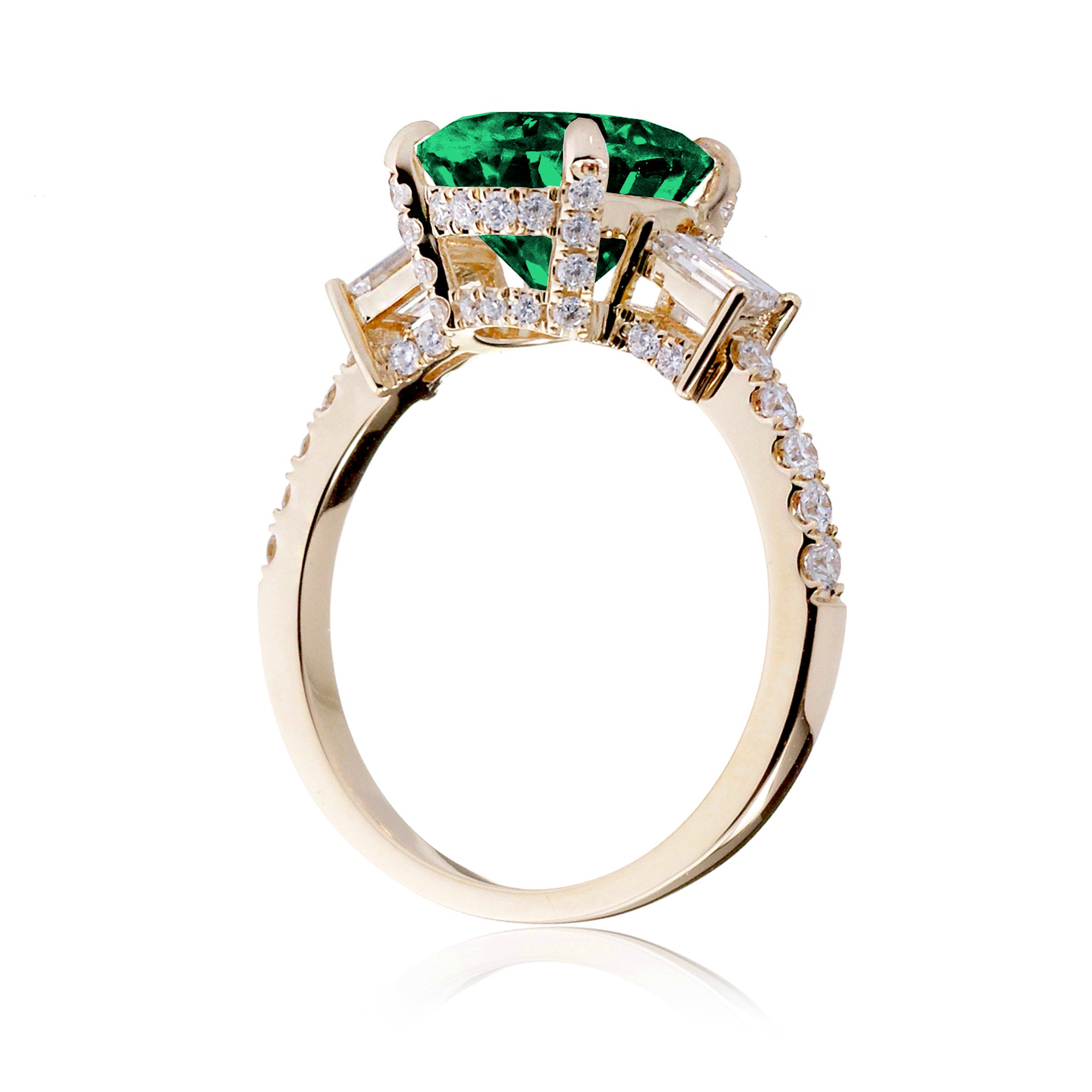 Oval Emerald Engagement Ring with Diamond Accents – The Rey in Yellow Gold