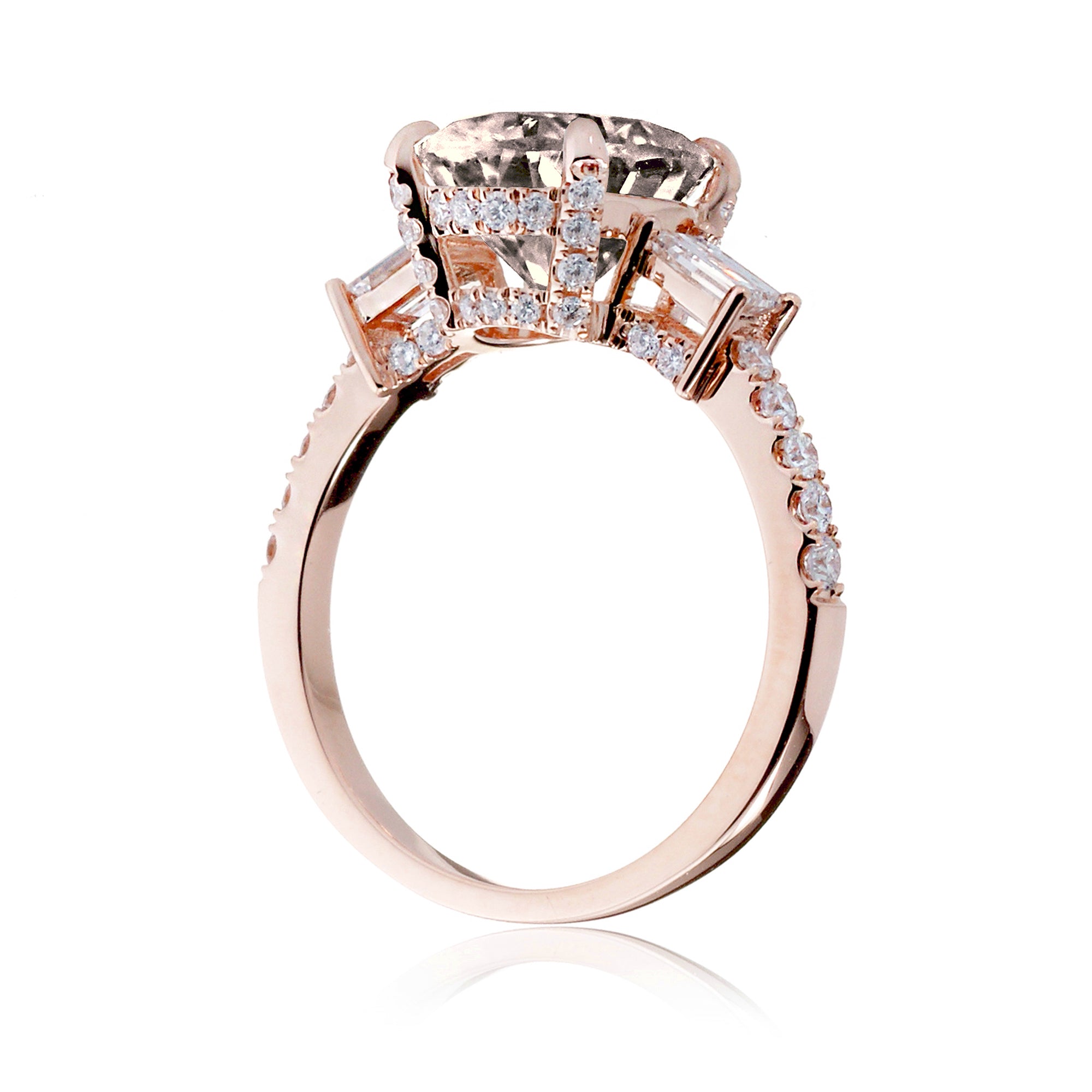 Oval Morganite Engagement Ring with Diamond Accents – The Rey in Rose Gold