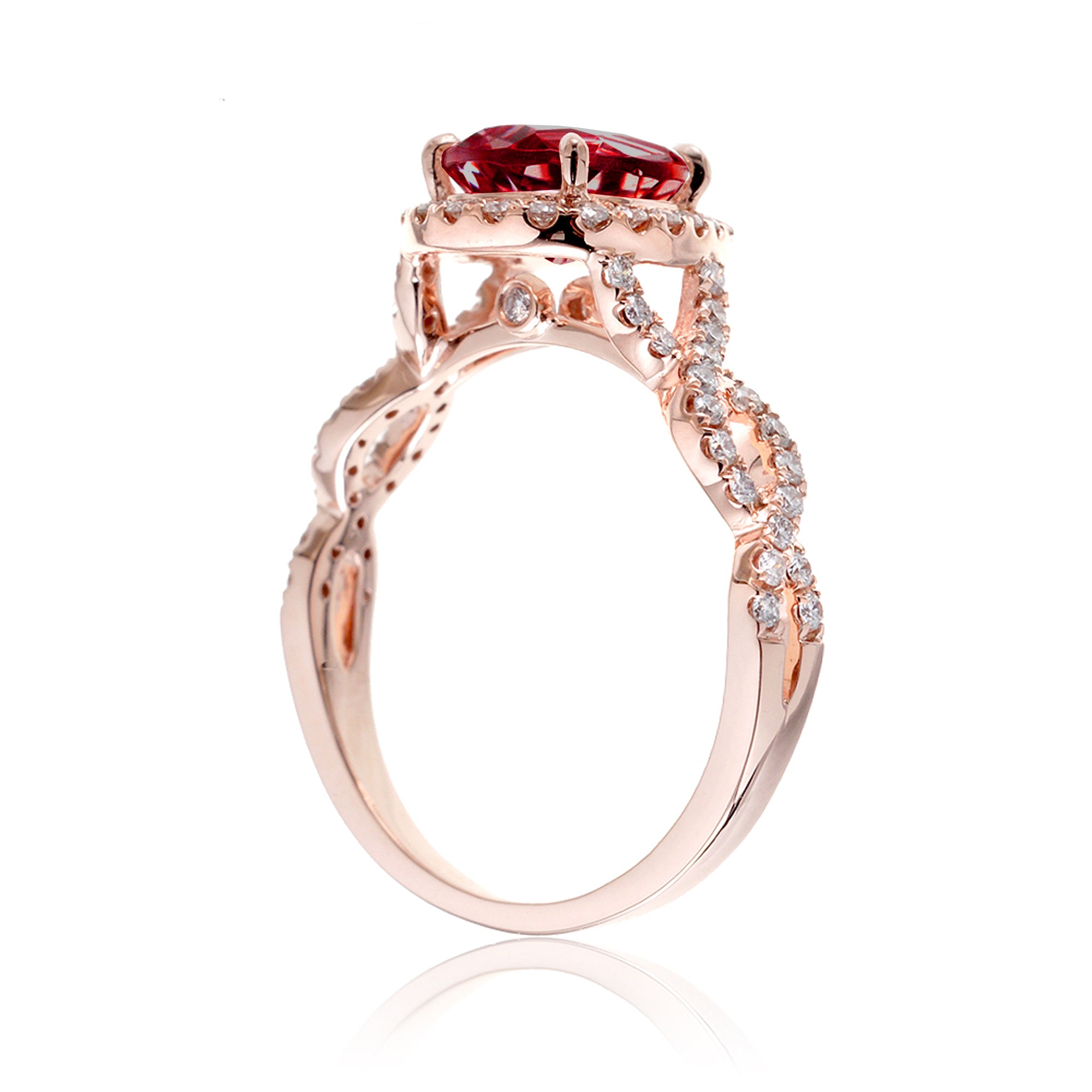 Ruby diamond twist band ring rose gold