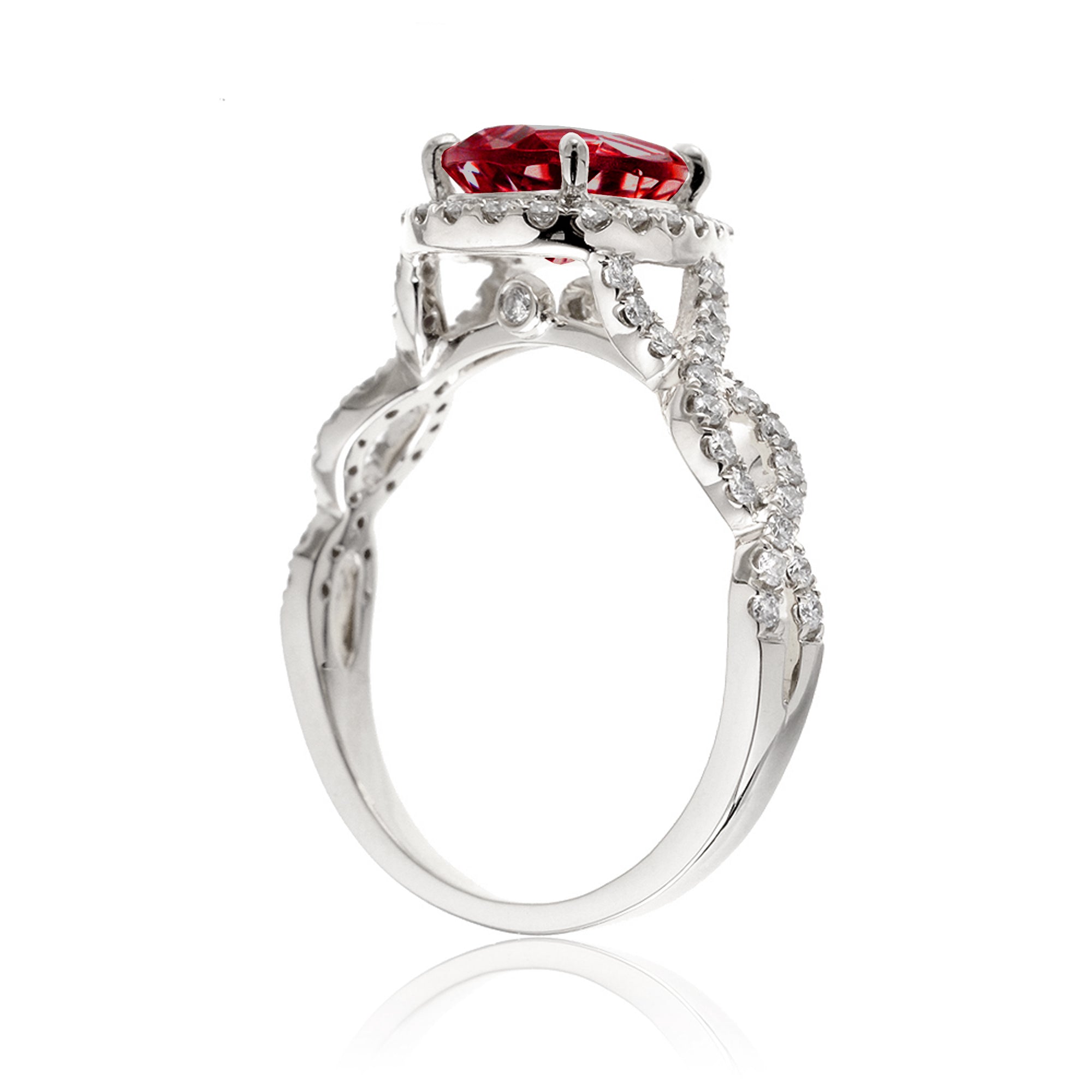 Ruby diamond twist band ring white gold