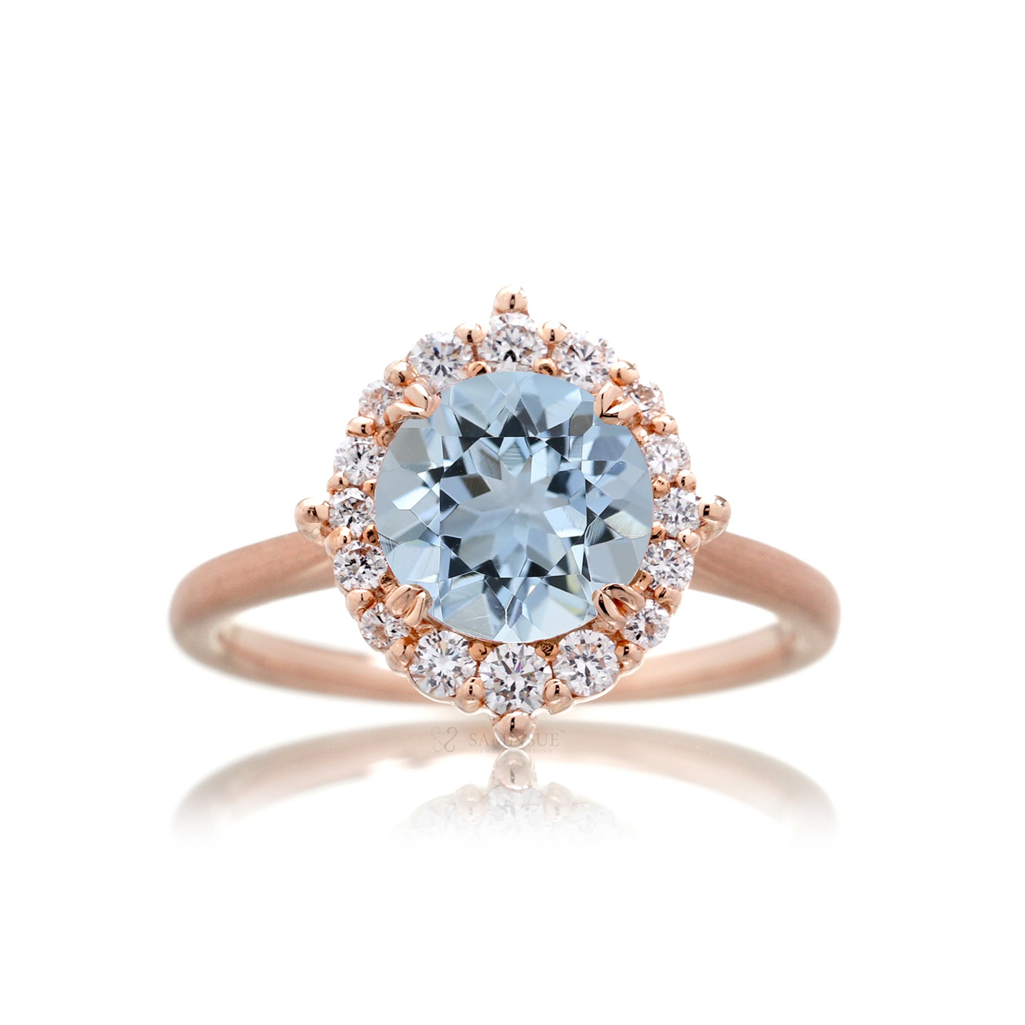 The Haley Round Cut Aquamarine Ring