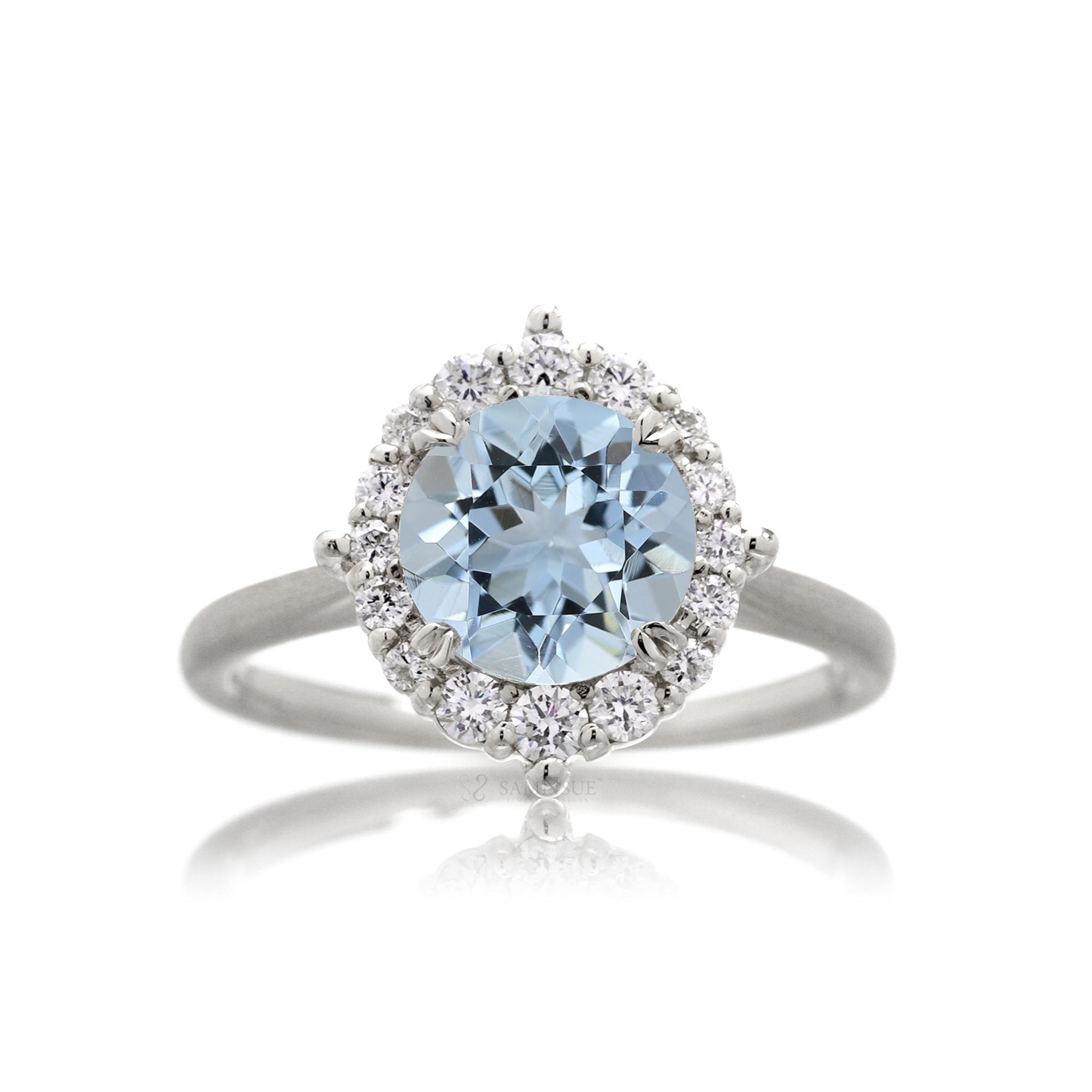 The Haley Round Cut Aquamarine Ring