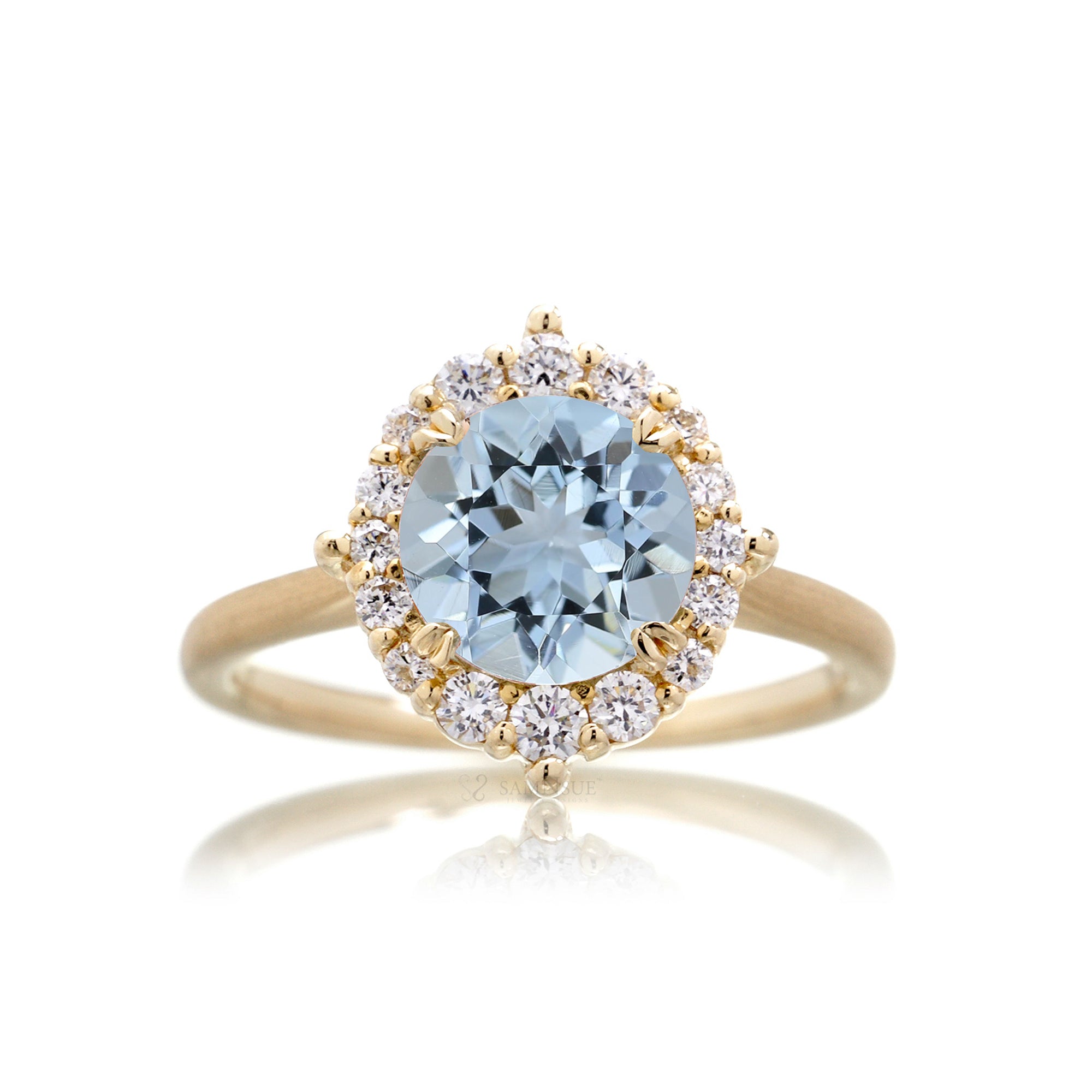 The Haley Round Cut Aquamarine Ring