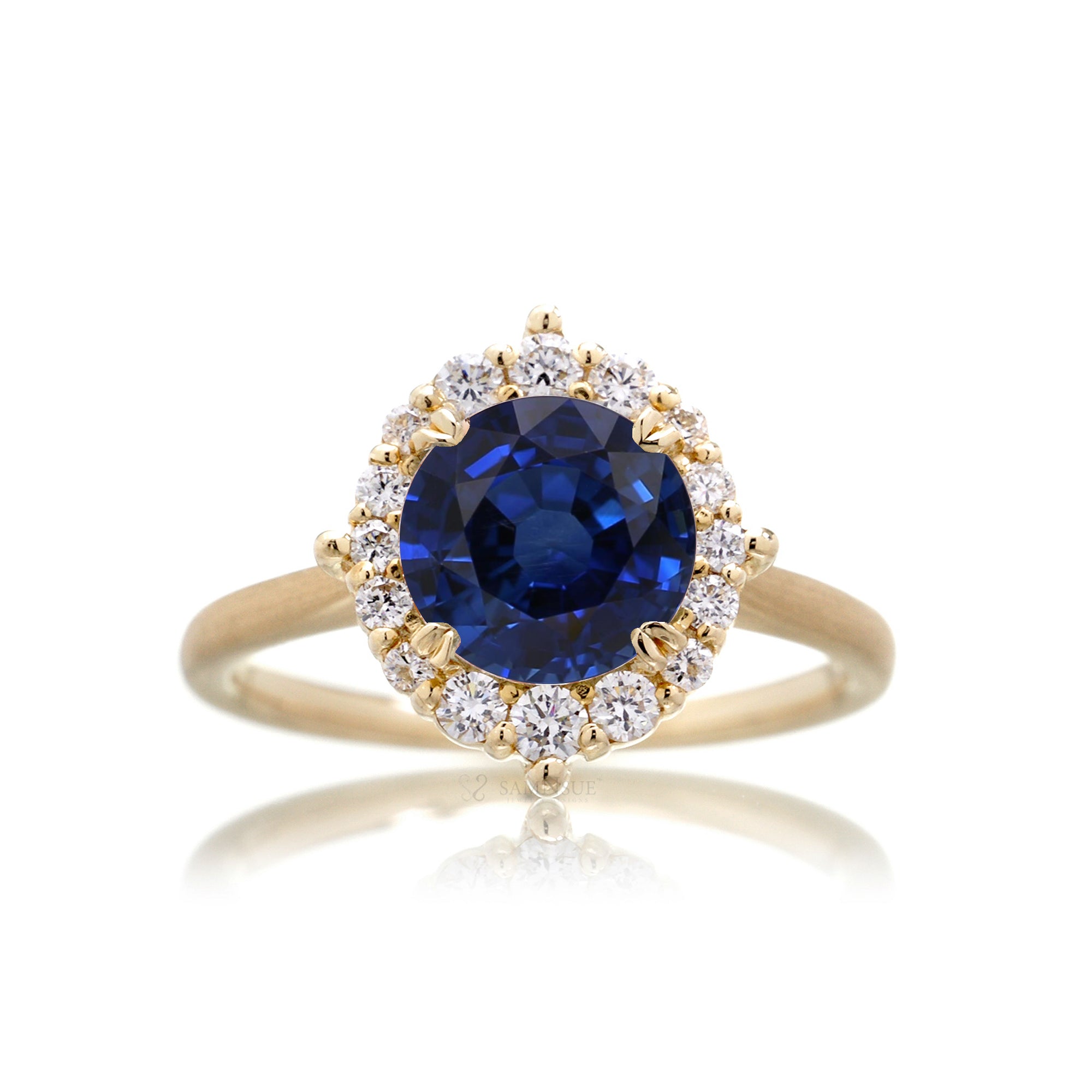 The Haley Round Cut Blue Sapphire Ring