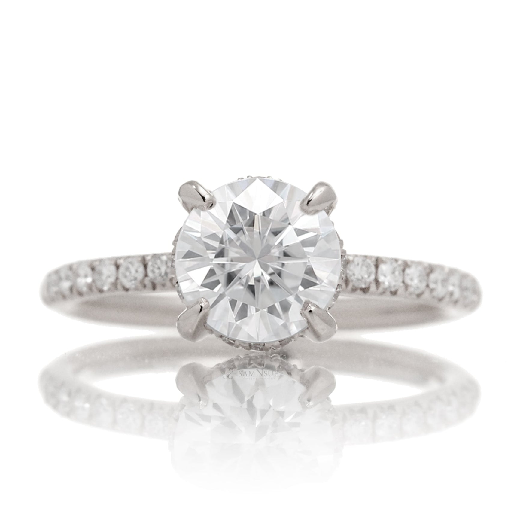 The Drenched Solitaire Round Moissanite Ring
