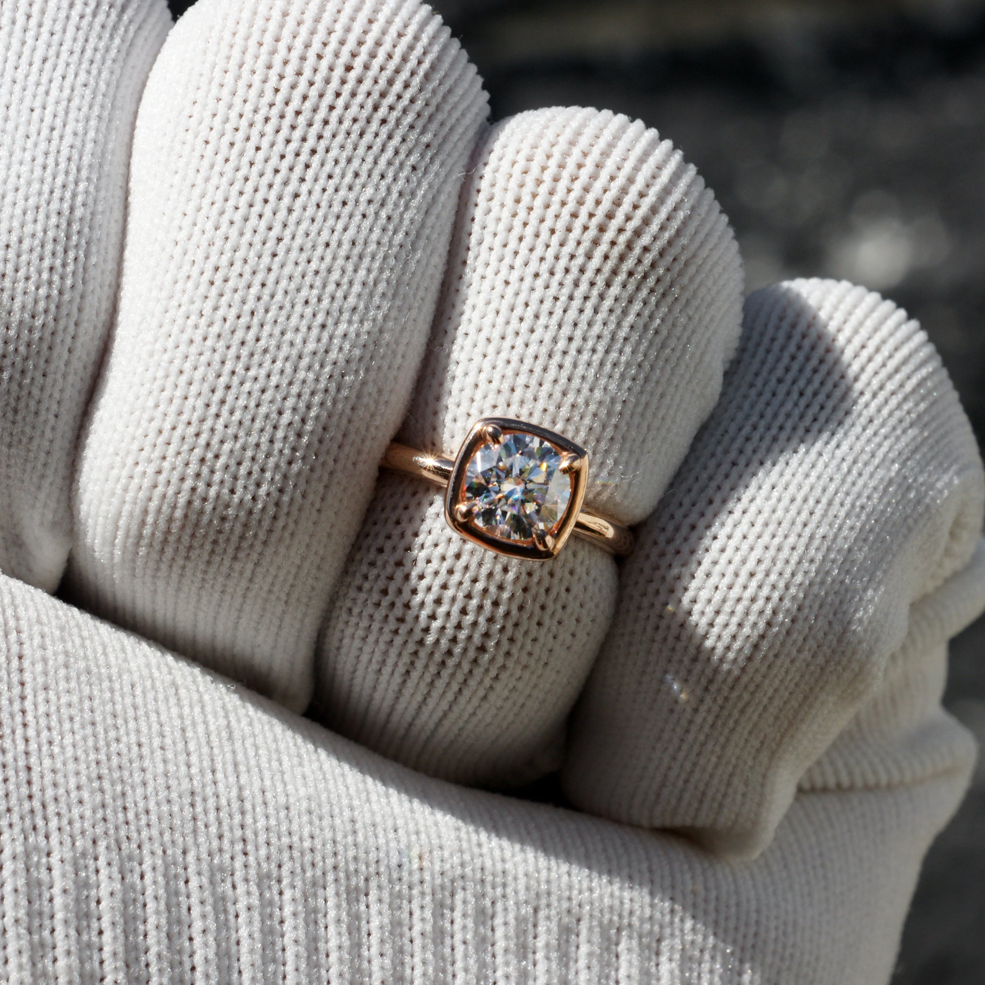 Round Moissanite Ring 14k Rose Gold - The Jane 6.5mm