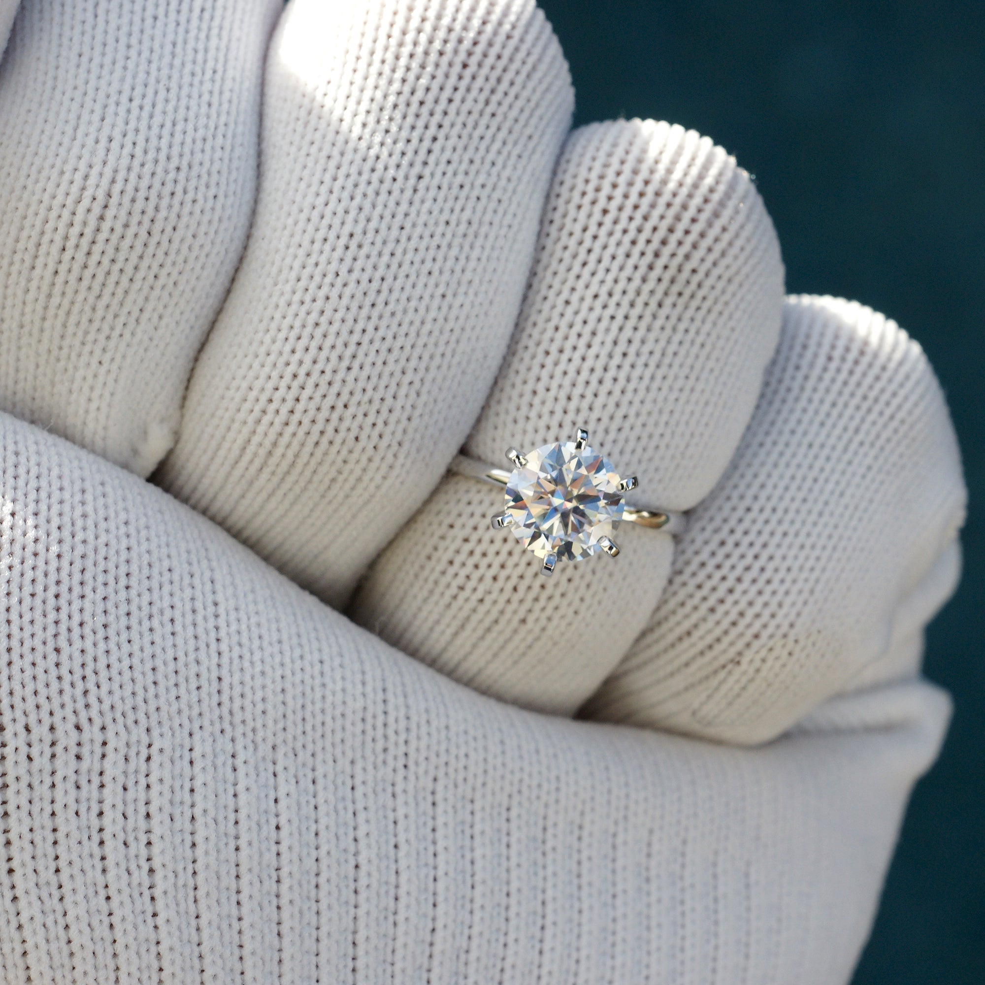 The Adeline Round Moissanite 8mm 18k white gold