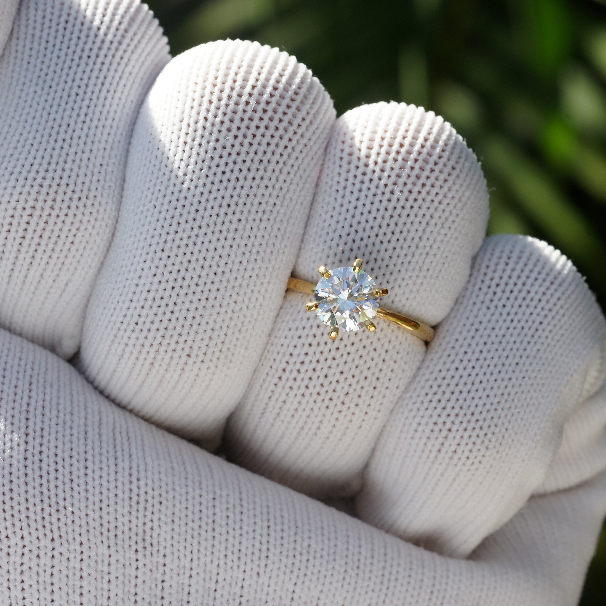 The Adeline Round Moissanite 7mm 18k Yellow Gold