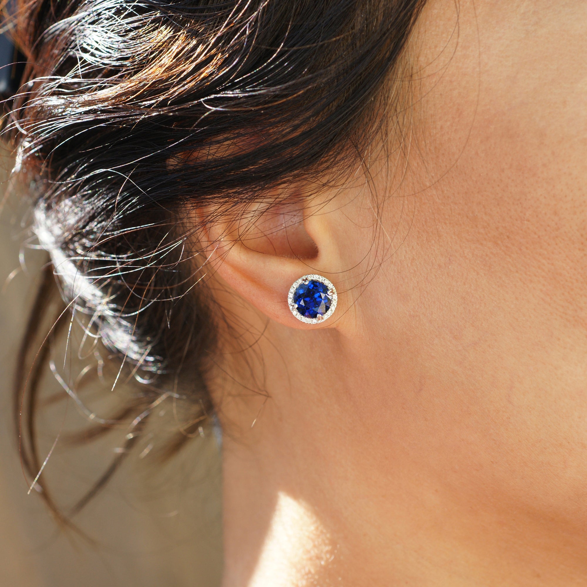 The Signature Round Sapphire Stud Earrings
