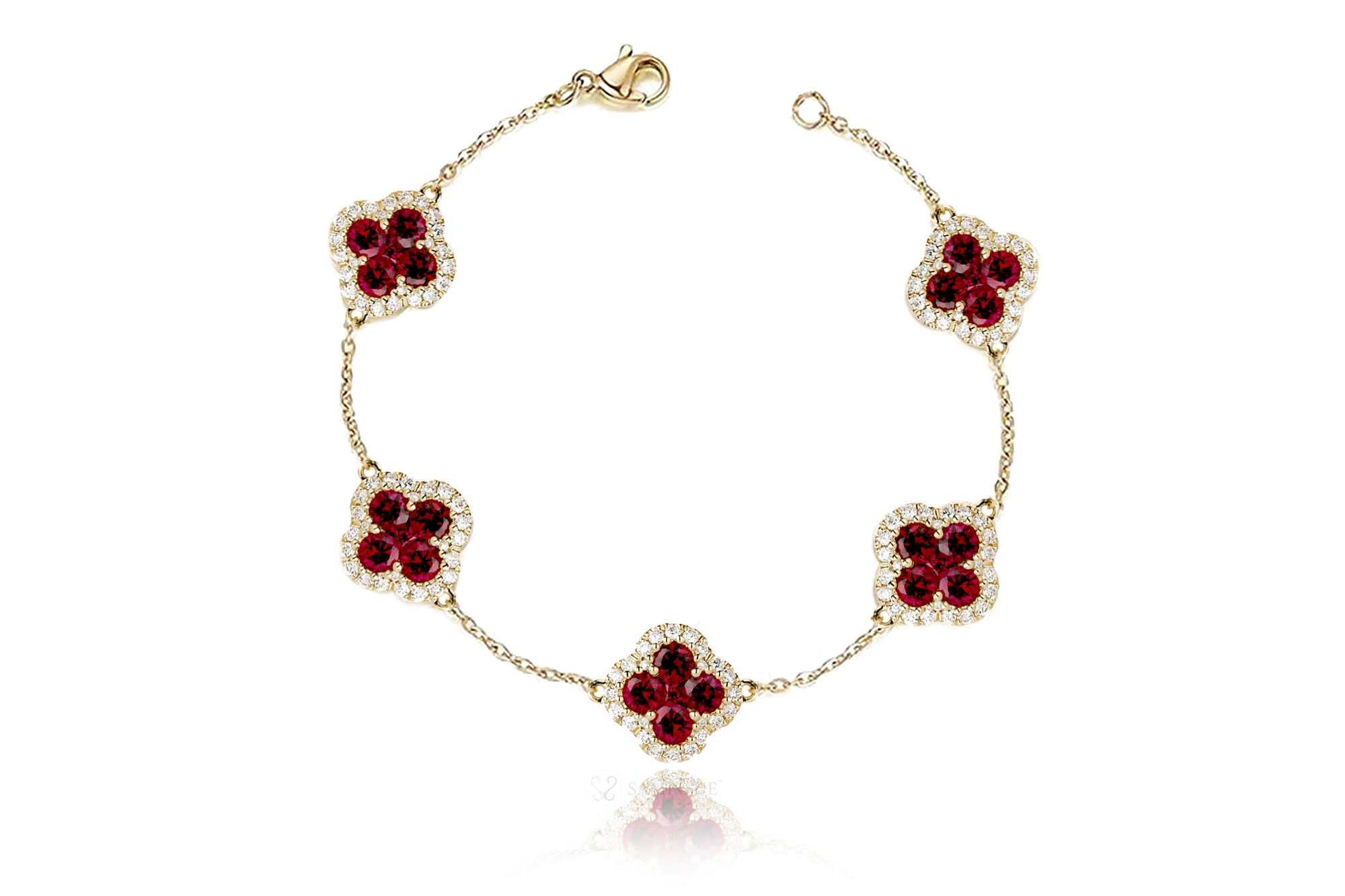 Clover bracelet with rubies and diamonds