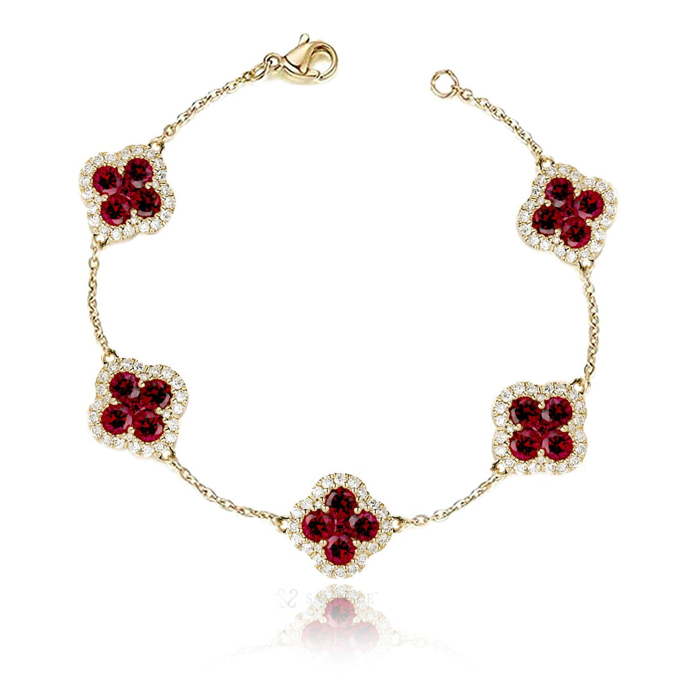 Clover bracelet with rubies and diamonds