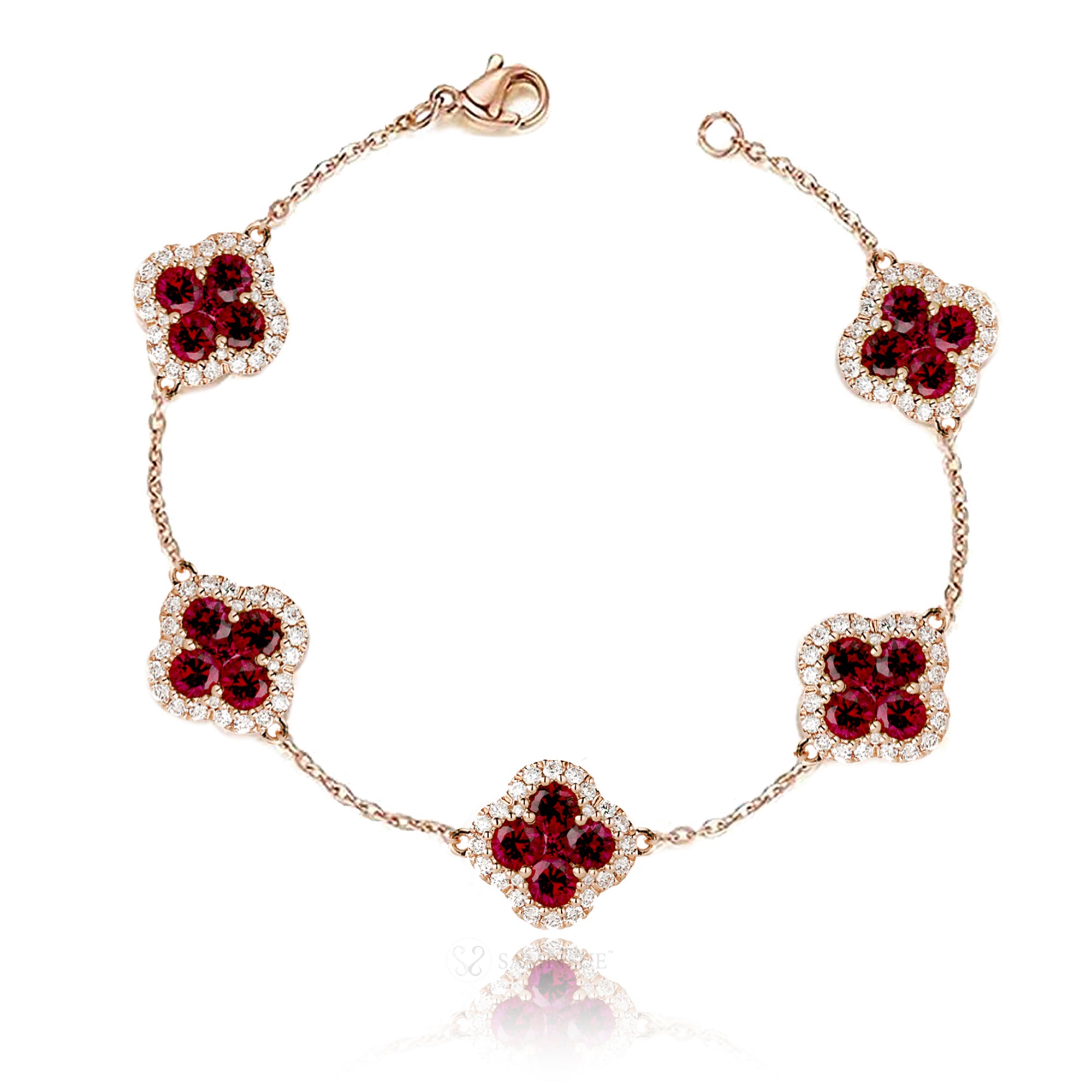 Clover Bracelet Diamond And Ruby